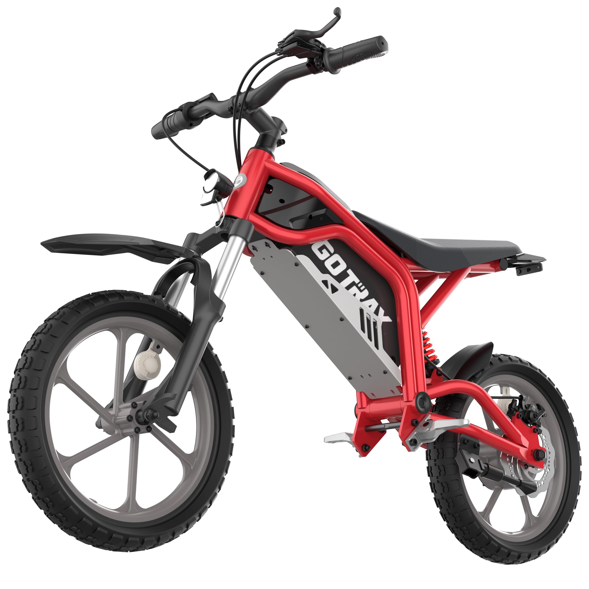 Gotrax Electric Dirt Bike for Kids Ages 6+, Max 16 Mile Range & 10/15.5Mph 2 Speed by 300W Motor, 16" Pneumatic Tires, Front & Rear Suspension, Dual Disc Brake Electric Motorcycle,Support up to 220lbs