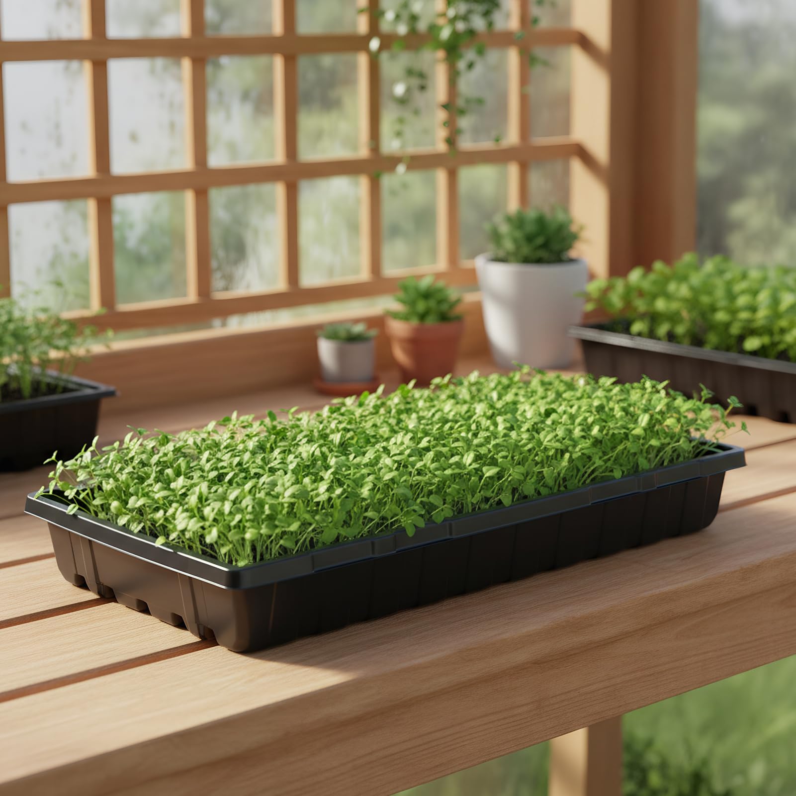 8 Piezas Bandejas de Germinación Sin Agujeros, Bandeja Semilleros Plastico Rectangular, Bandejas de Cultivo de Plantas para Jardín Vegetal Invernadero (54 x 28 x 6 cm)