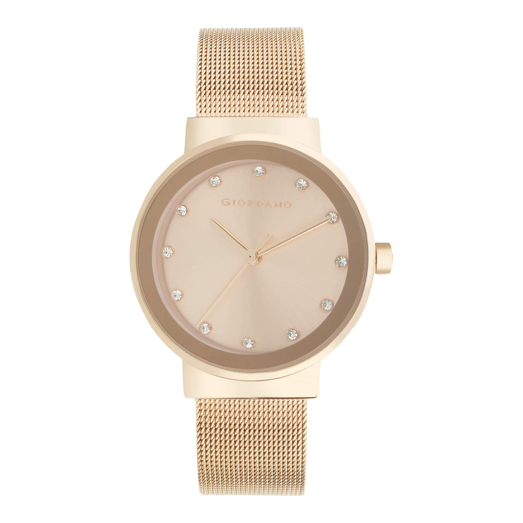 Giordano Analog Watch for Women with Rose Gold Case, Crystal Studded Dial and Classy Metal Mesh Band, Ladies Wrist Watch Gift for Women A2047-33 (B01NAFPWPO) Amazon Price History, Amazon Price Tracker