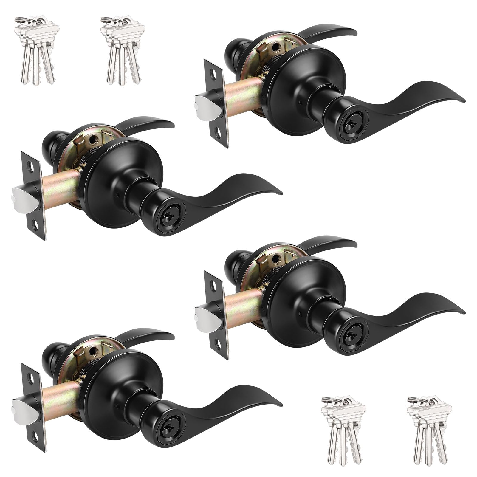 Probrico Black Entry Knobs - Keyed Alike Lockset -1