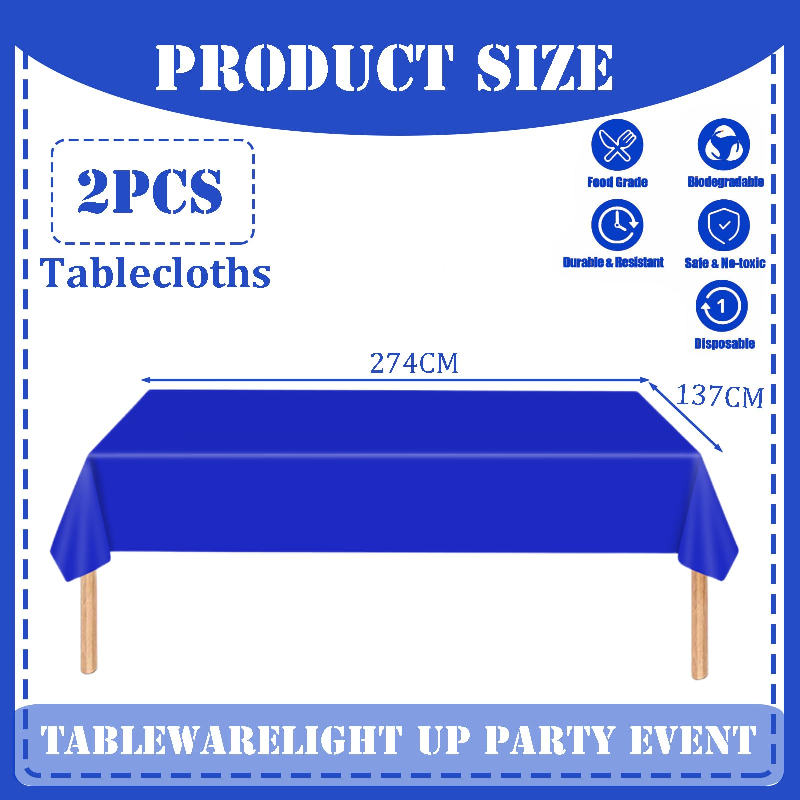 Tovaglia Floreale Blu E Bianca 137x214 Cm, Plastica Resistente Per Feste, Matrimoni, Compleanni E Picnic - 4