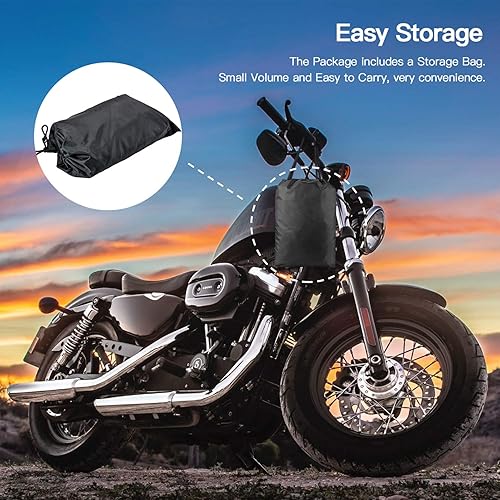 Miniatura 6 de Rich Choices Funda universal para motocicleta de 104 pulgadas, impermeable, protección solar para exteriores, duradera con agujeros de bloqueo y