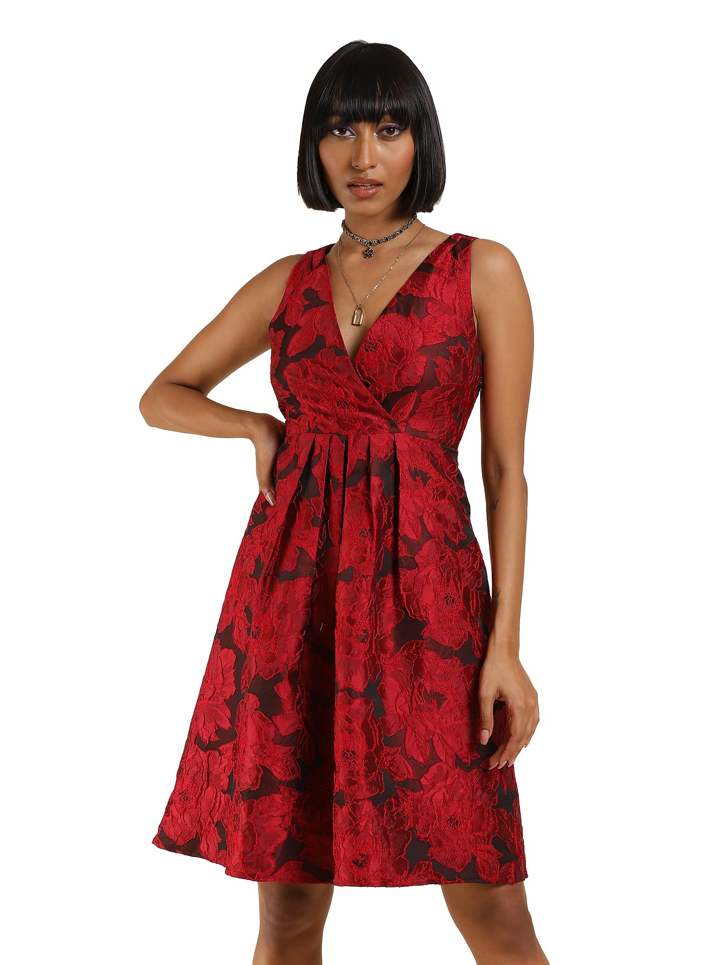 Label RITU KUMAR Women's Red Knee Length Dress