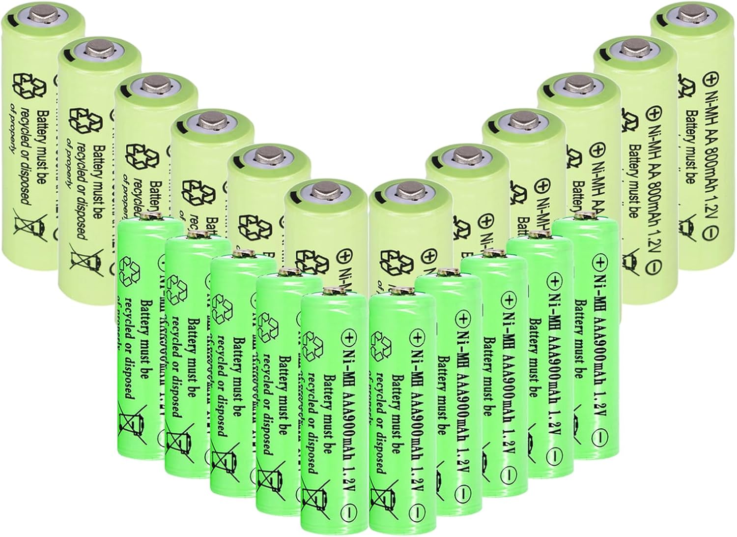 22 Counts AA AAA Rechargeable Batteries Combo,12 Packs 1.2V NiMH Rechargeable AA 800mAh Batteries with 10 Packs AAA 900mAh Rechargeable Batteries for Solar Lights,Electric Toys, Remote Mice, Calculato