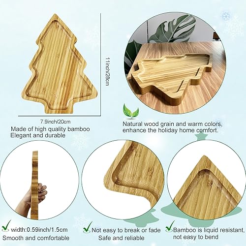 Miniatura 2 de Tabla de embutidos para árbol de Navidad, bandeja de bambú en forma de árbol de Navidad, tabla de cortar para queso, bandeja de aperitivo, bandeja