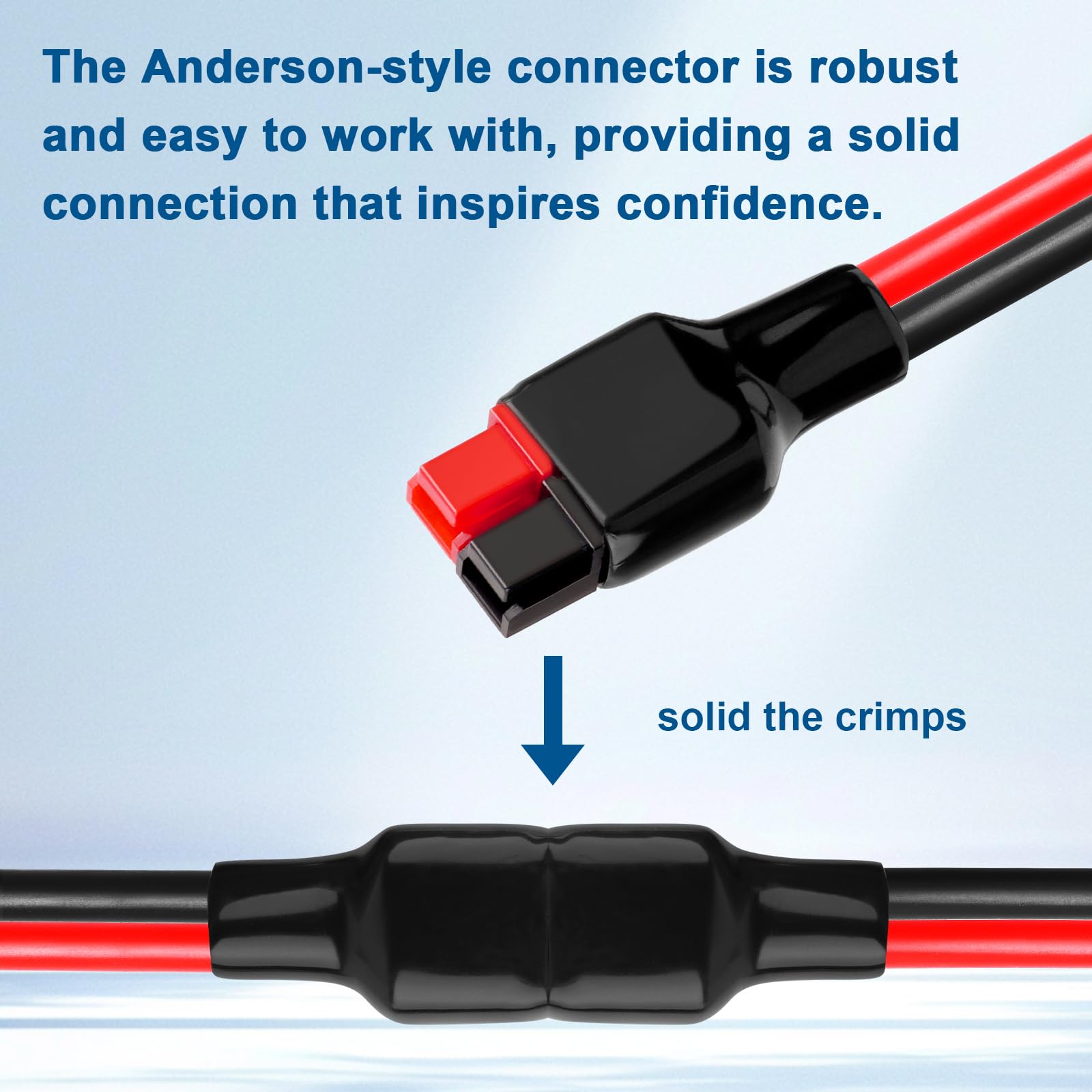 XRDS -RF Câble d'extension de style Anderson 10 AWG de 3 m, connecteurs de style Anderson 30 A, cuivre étamé avec gaine en PVC, connecteur/déconnexion d'alimentation pour panneaux solaires,