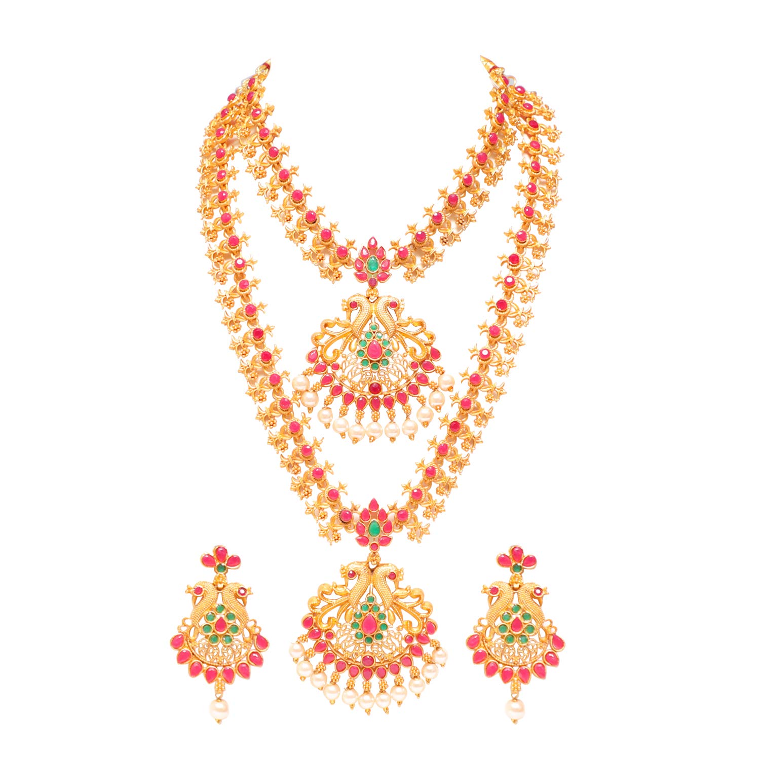 Swarajshop Matte Plated Stylish pearls bridal traditional south indian necklace jewellery set for women (B08TQVZHVK) Amazon Price History, Amazon Price Tracker
