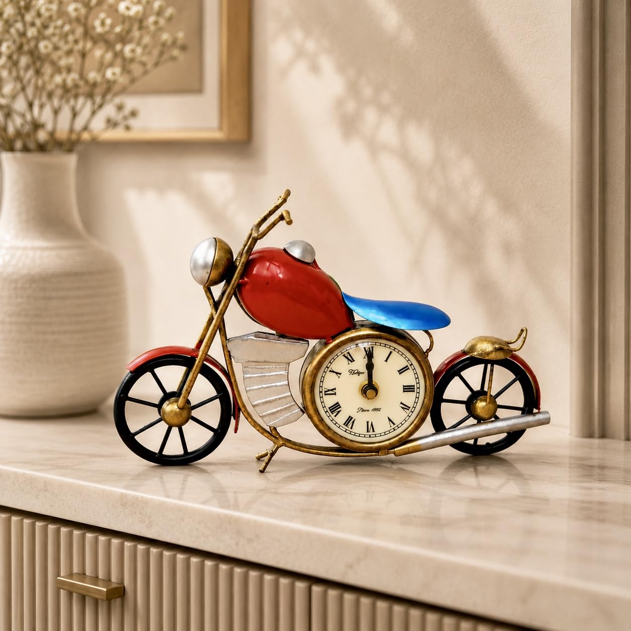 Handcrafted Motorcycle Metal Clock - Vintage Decor -4 Handcrafted Motorcycle Metal Clock - Vintage Decor -4