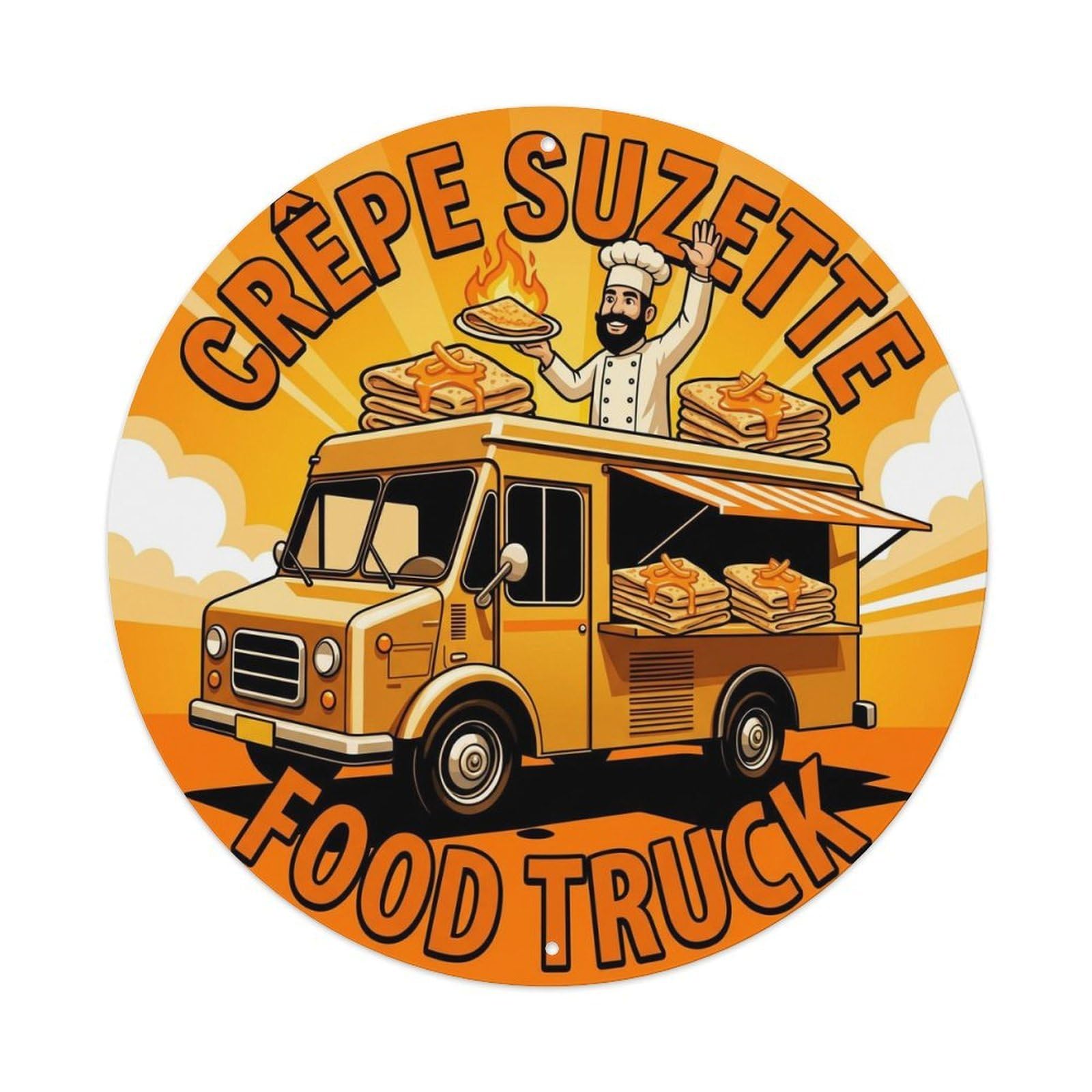 France Crepe Suzette Food Truck Vintage Chef Artwork Metal Tin Sign