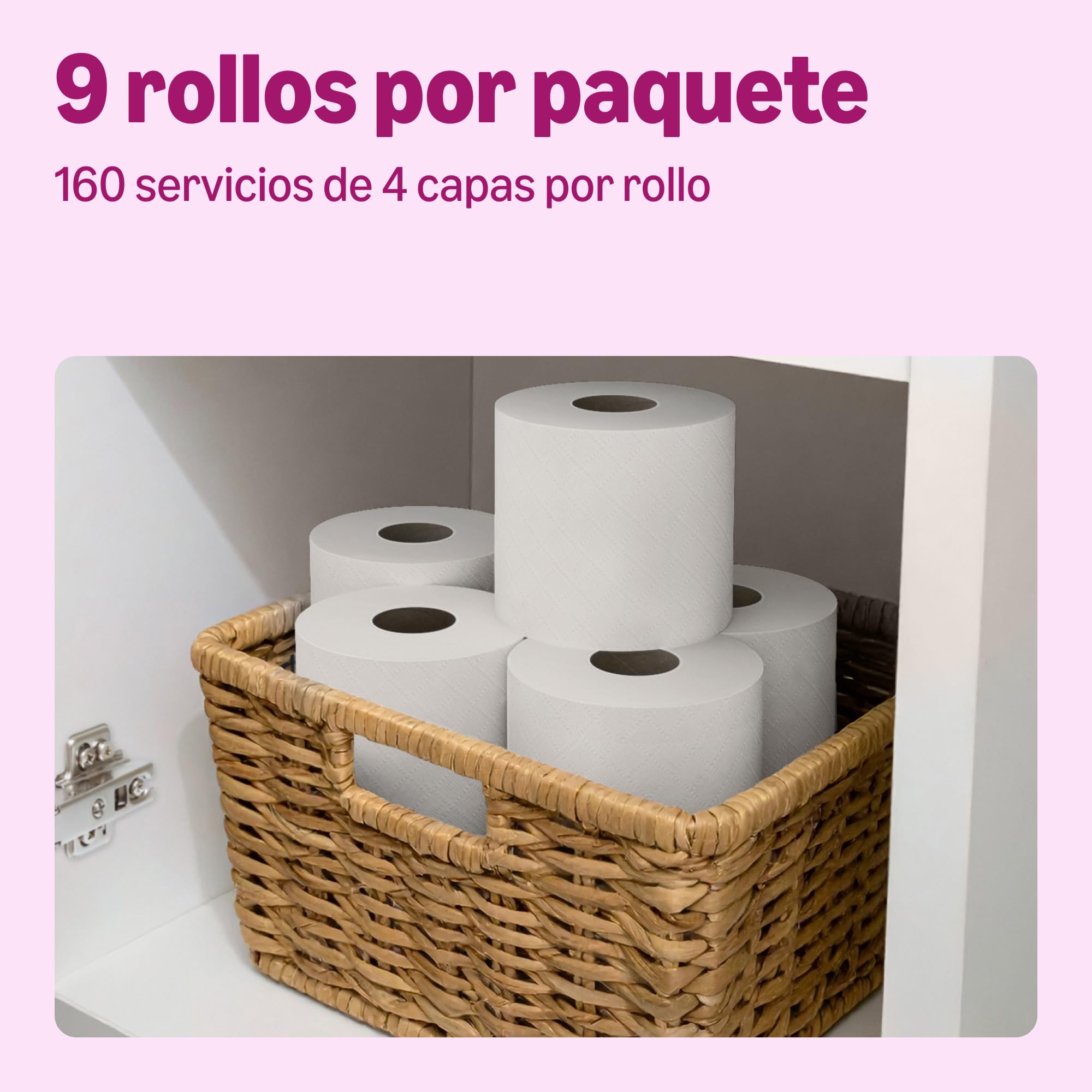 by Amazon Papel Higiénico Ultrasuave, 4 Capas, 9 Rollos (1 Paquete de 9), 160 Hojas por Rollo, Certificado FSC