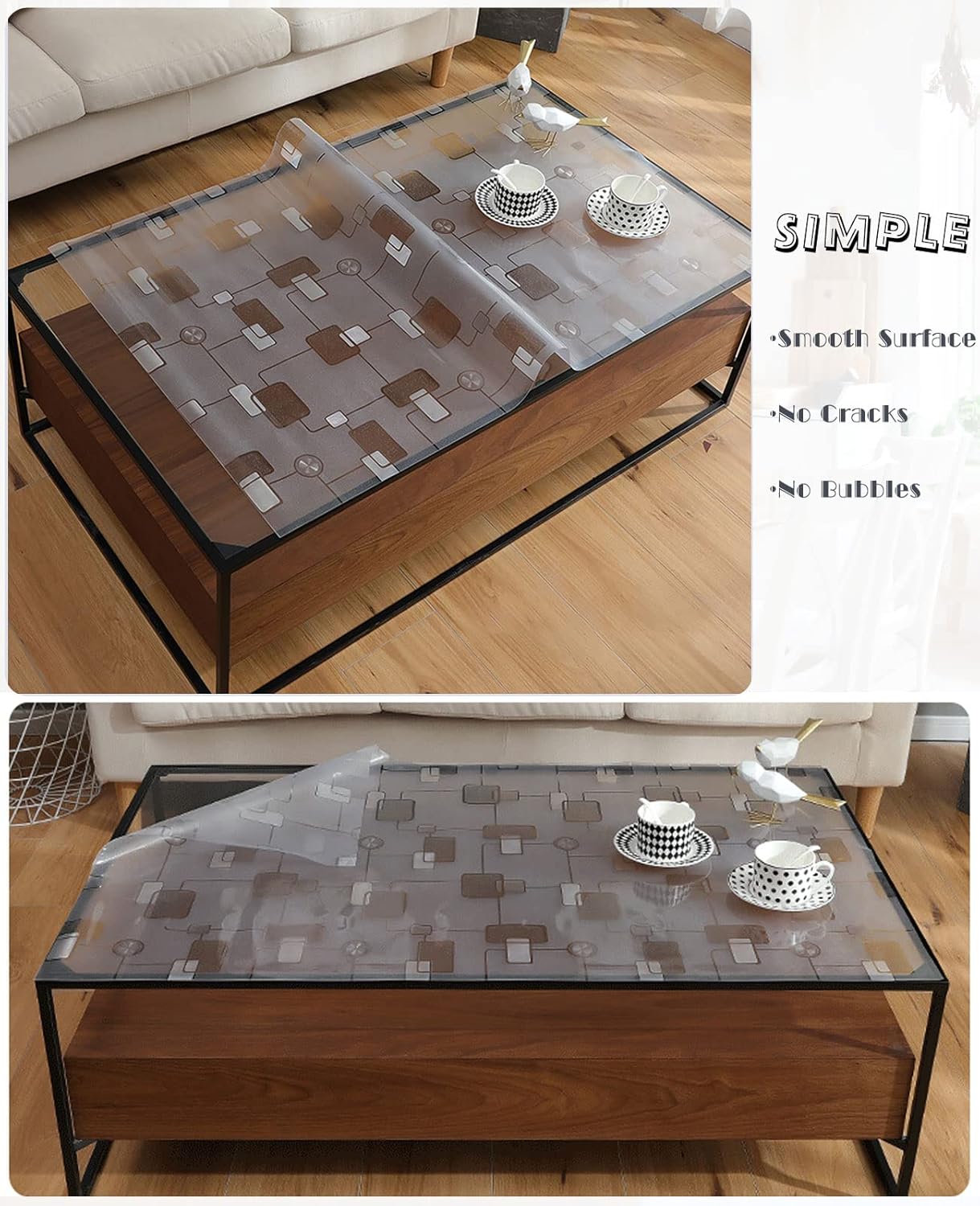 Heavy Duty Desk Top Cover - 1.5mm Thick Clear Desk Mat, 17 x 17 Inch Table Cover Protector