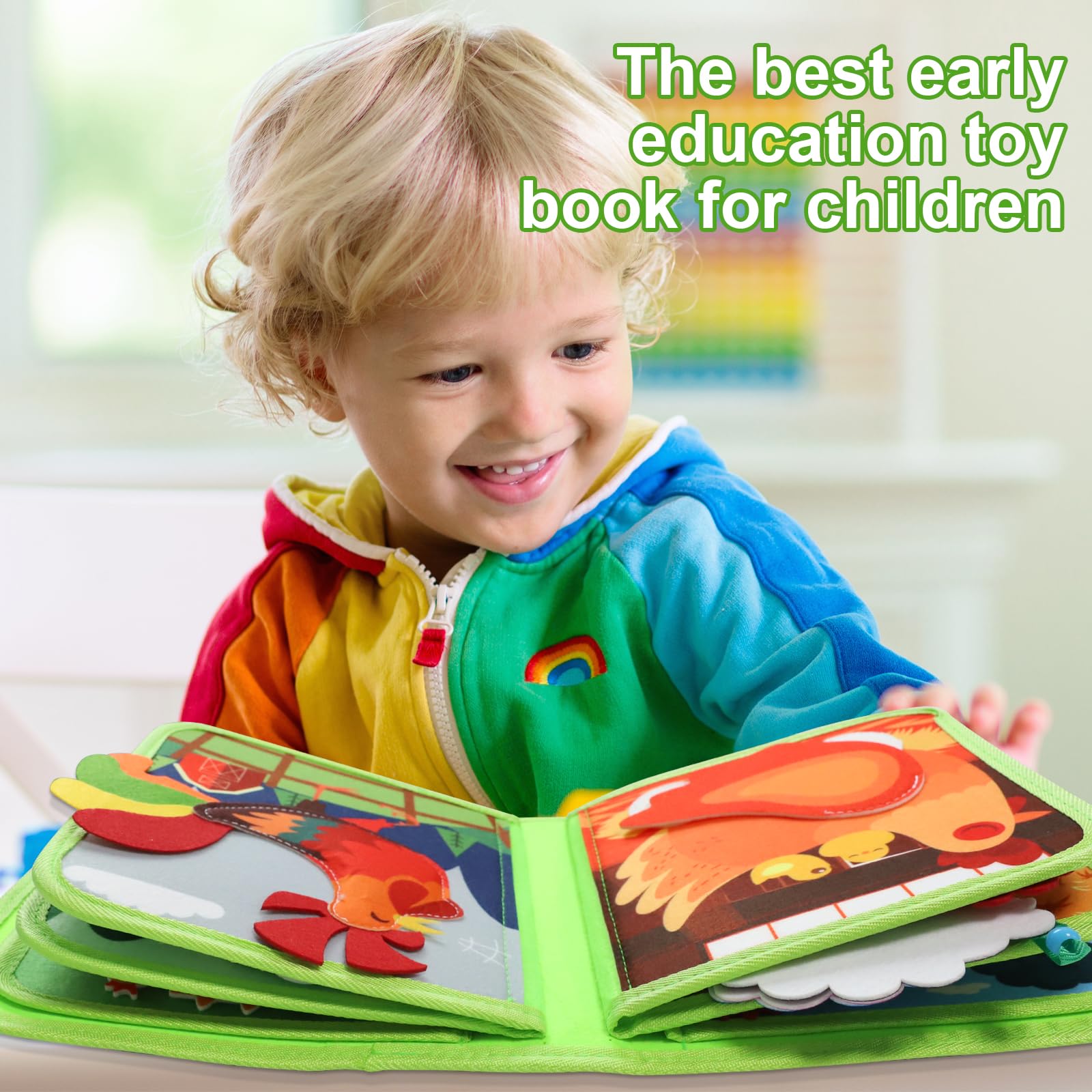 Montessori Busy Book per Bambini 1-3 Anni Libro Sensoriale Feltro Quiet Book Portatile