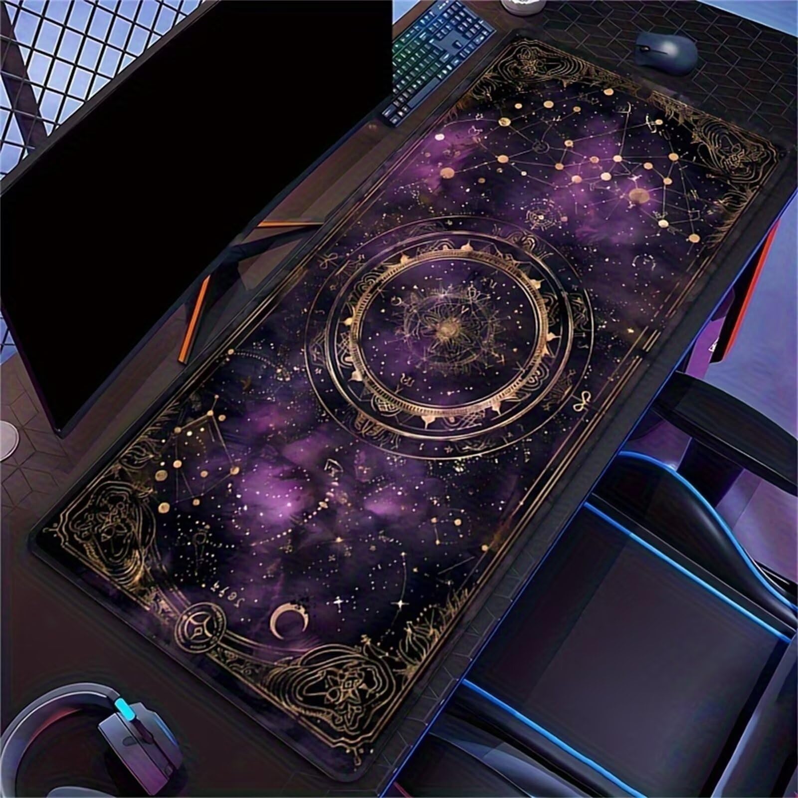 Alfombrilla de Ratón Gaming XXL 1000x500x2mm, Fantasía Púrpura | Alfombrilla Escritorio Grande Antideslizante, Superficie de Alta Precisión y Velocidad para Teclado, PC y Laptop