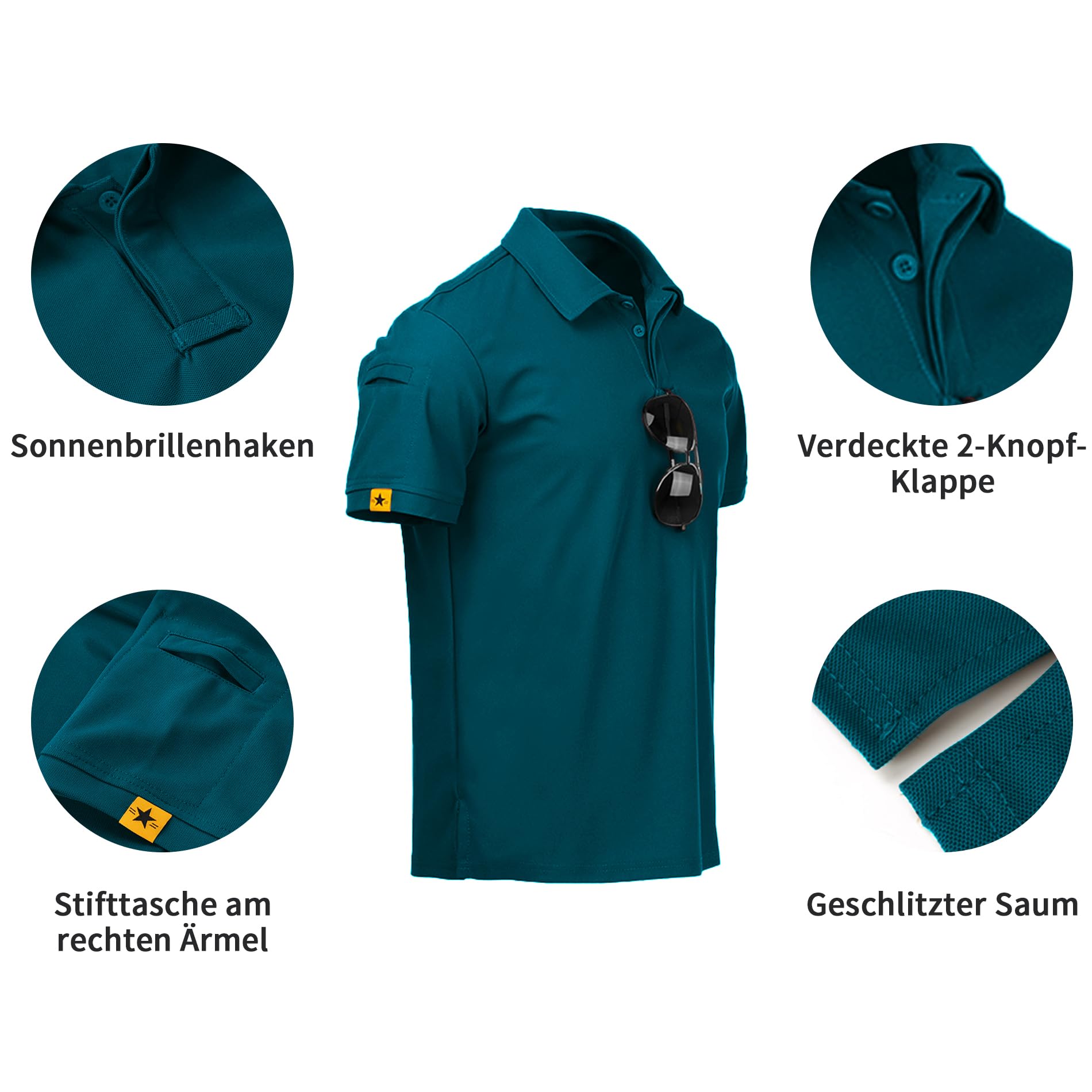 geeksport Polo Shirt Sportiva Uomo Manica Corta 2er Pcak Golf T-Shirt con portaocchiali abbottonatura Leggera Outdoor Estiva