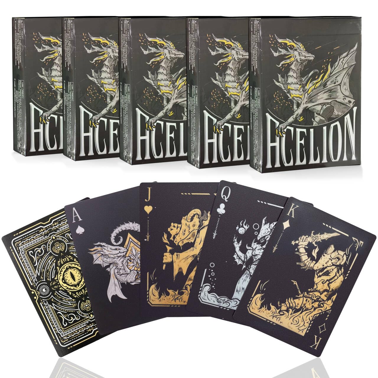 WJPC Easy Shuffling Paper Playing Cards,Cool Black Dragon Poker