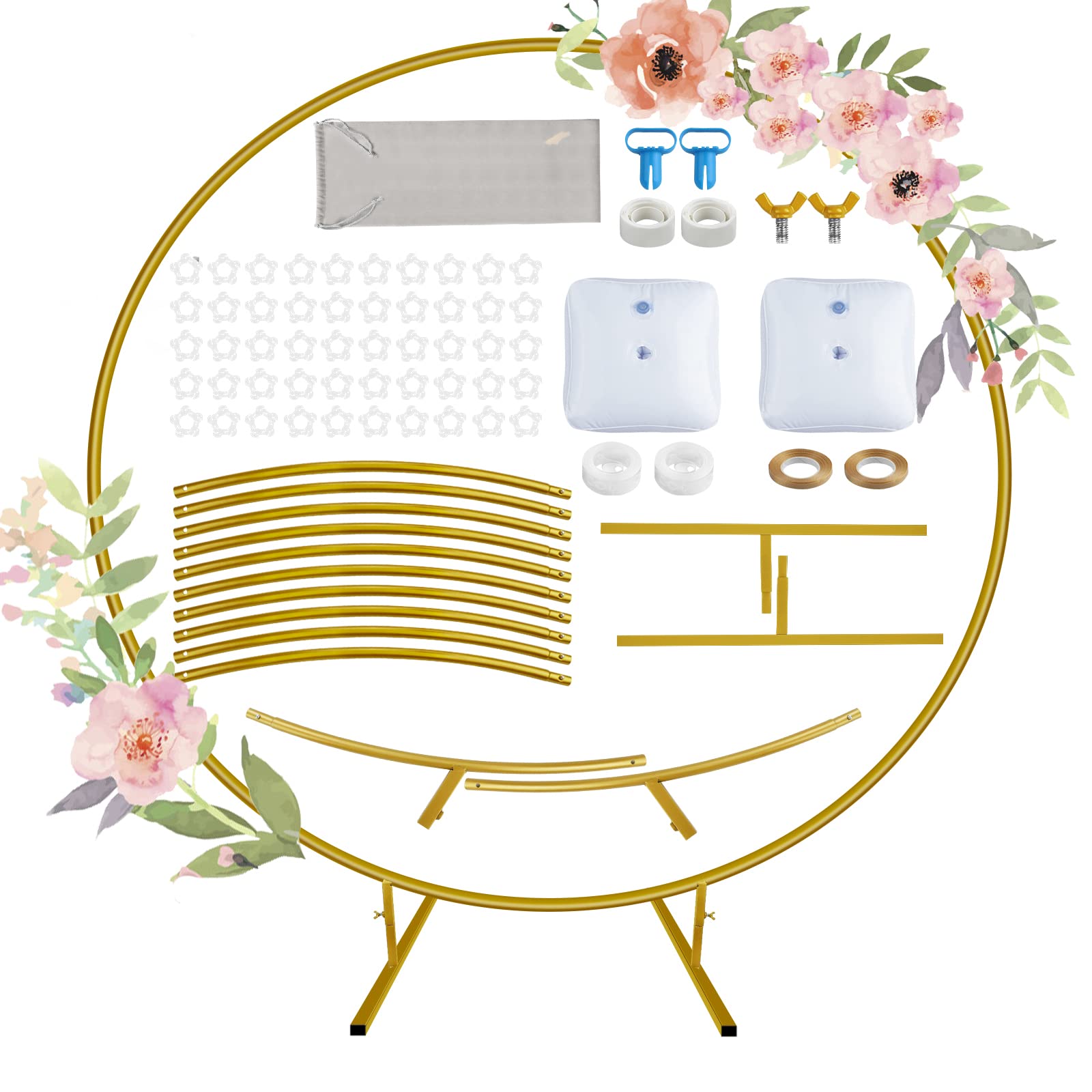 Photo 1 of *USED* Round Backdrop Stand, Metal Round Balloon Arch Kit Decoration 7.2ft (2.2m) Circle ?Golden?