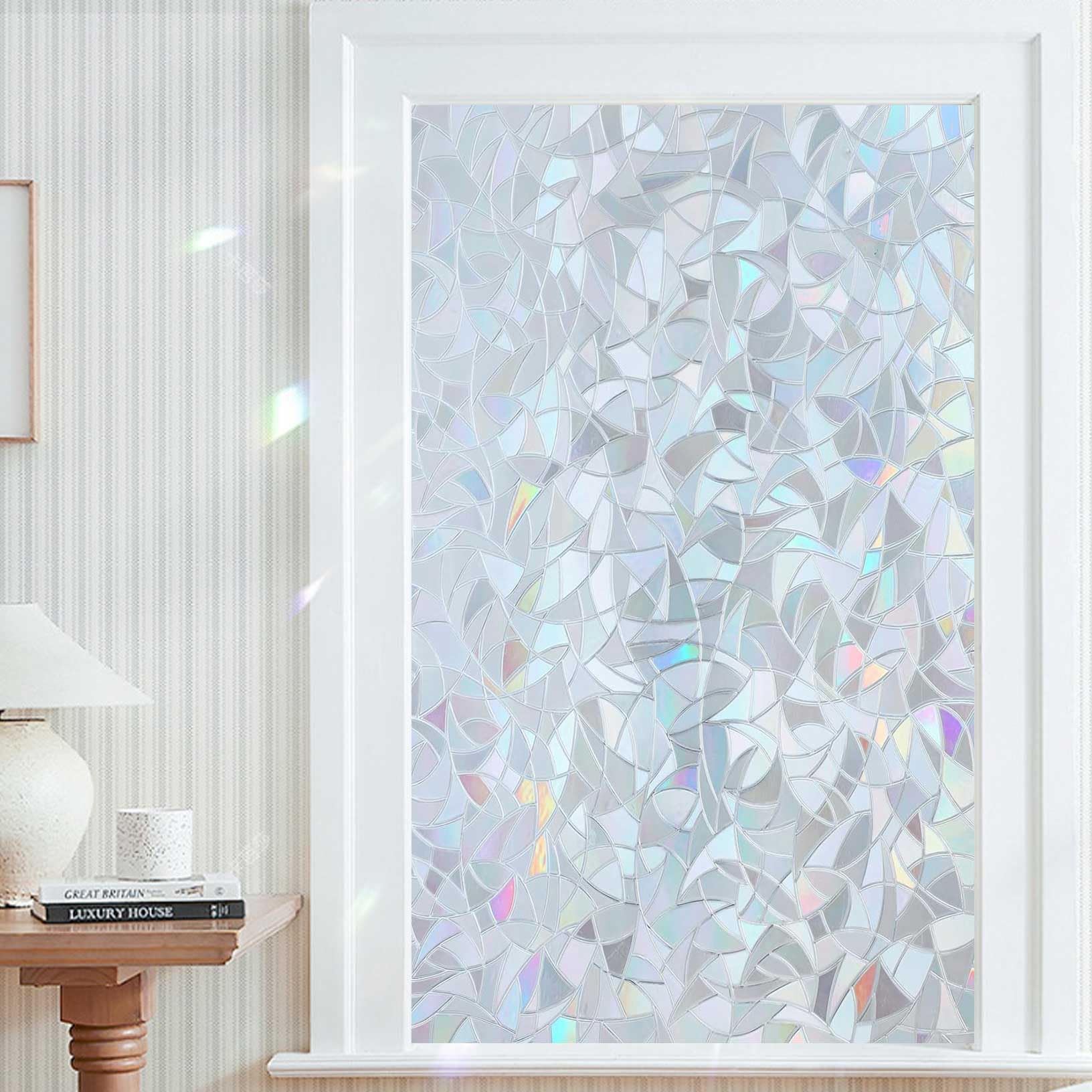 Fensterfolie Blickdicht 70 x 260 cm Statisch Haftend Ohne Klebstoff Selbstklebend Milchglasfolie Anti UV Zuschneidbare für Zuhause Büro Bad Wohnzimmer, E