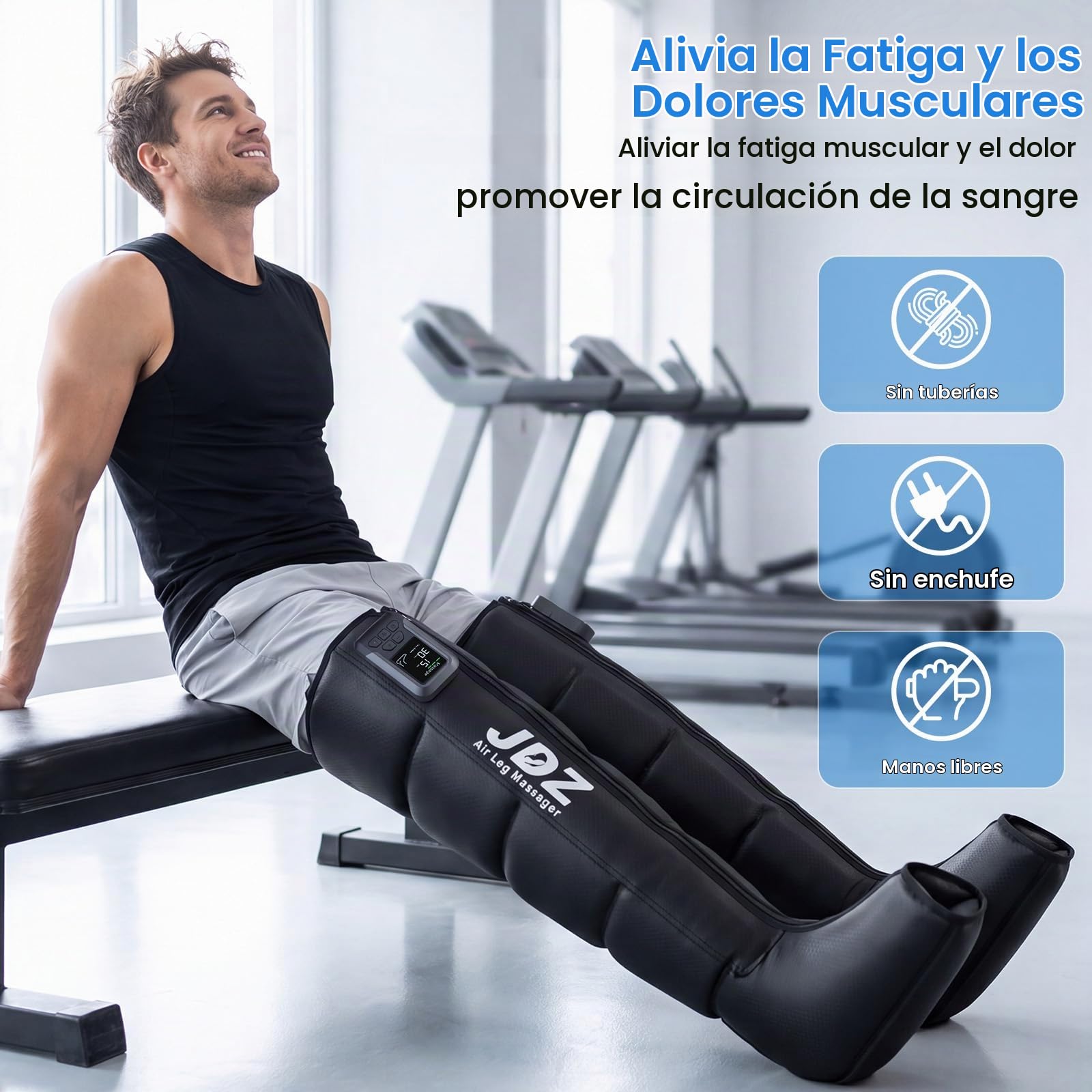 Presoterapia para Casa Relax Inalámbrico con 5 Cámaras de Aire, Botas Presoterapia Piernas Deporte con 3 Temporizadores para Pies Pantorrillas Muslos Confort Piernas Cansadas Relajación Muscular - L