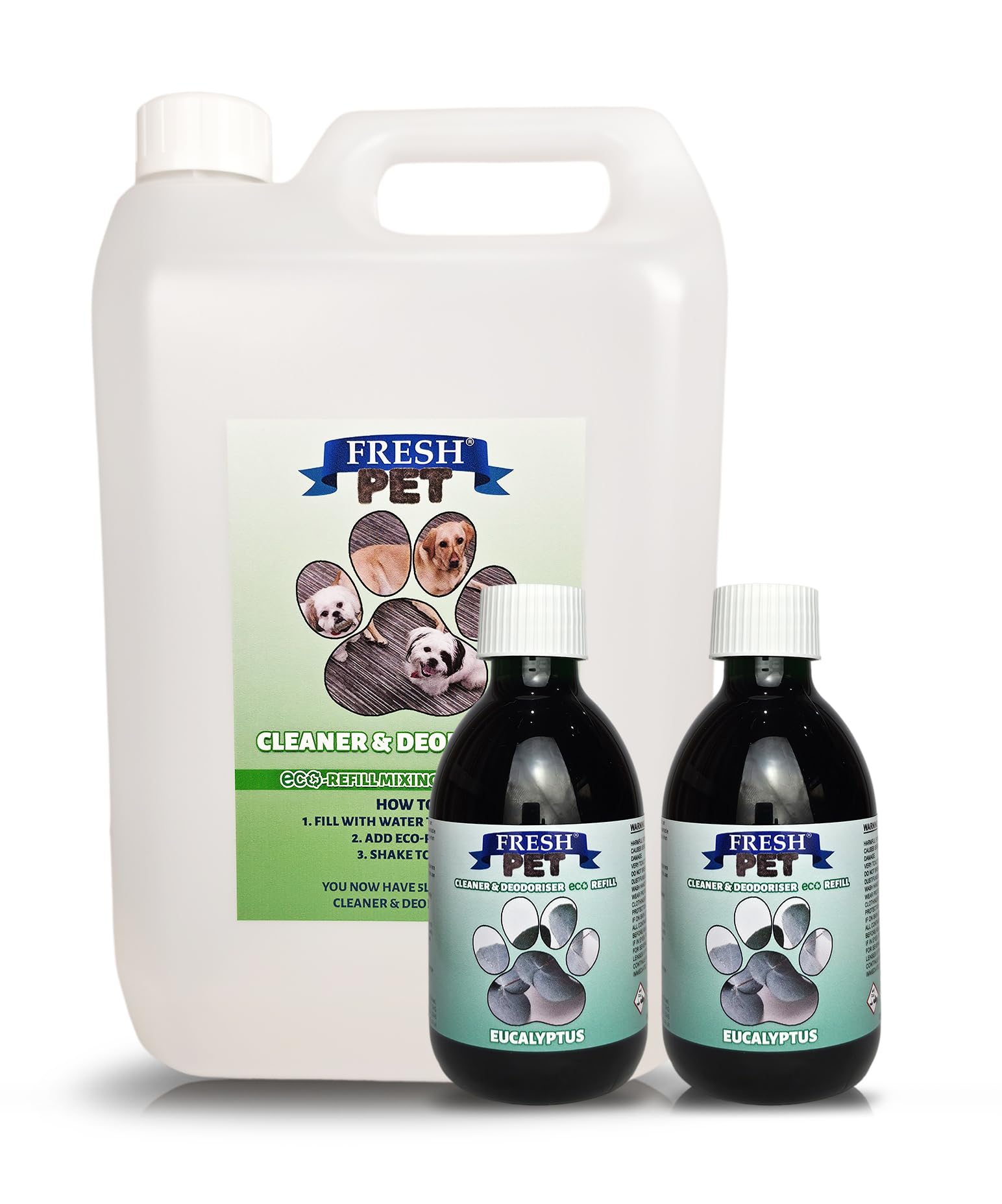 Fresh Pet eco-Refill Kennel Disinfectant 2x 250ml w/ Empty 5L (Eucalyptus)