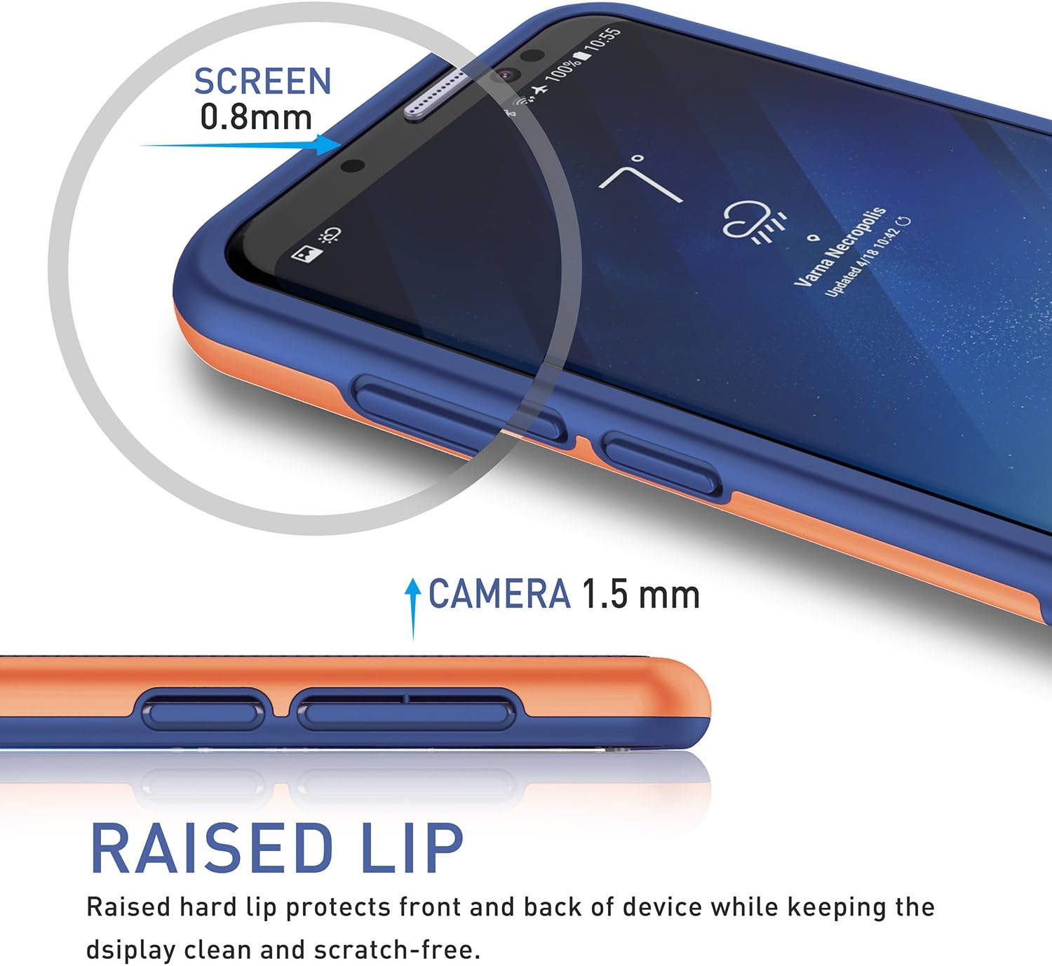 TILL Galaxy S8 Plus Case, S8 Plus Case, (TM) Ultra Slim 3 Color Hybrid Impact Anti-Slip Shockproof Soft TPU Hard PC Bumper [Build in Card Slot] Wallet Case Cover for Galaxy S8 Plus 6.2 INCH [Blue]