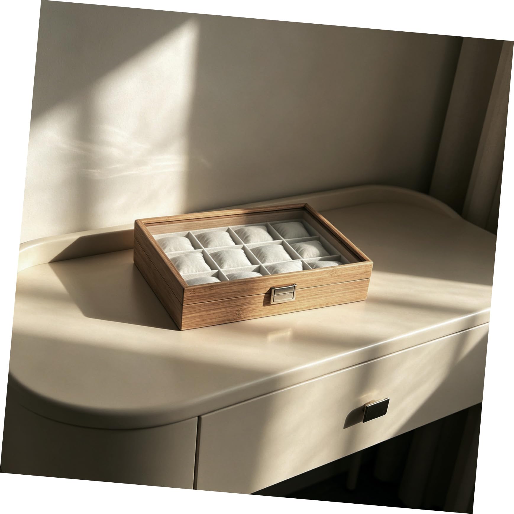 MAGICLULU Scatola Porta Orologi e Organizer per Gioielli in Materiale Sintetico con 12 Scomparti Grandi e 12 Cuscini Morbidi Rimovibili per Decorazione Casa e Esposizione