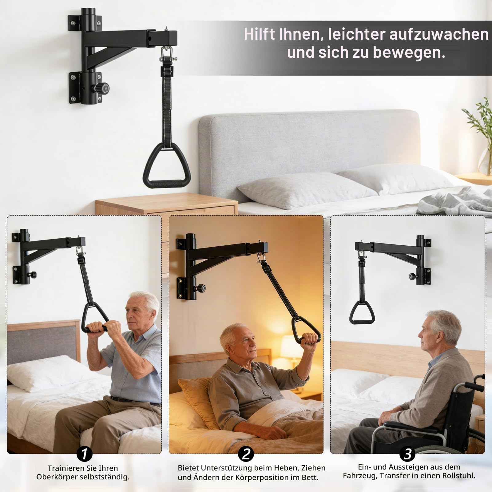 Bettaufhängestange für Senioren, Handlauf für Senioren, medizinische Aufhängestange für Krankenhaus, Transferstange, Treppenstange für Bett, Gehhilfe, für Hause, Krankenhaus und Pflegeheim