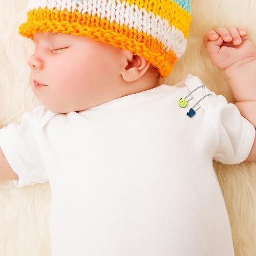 Miniatura 2 de 30 pasadores de pañales de seguridad para bebés, pasadores de pañales de acero inoxidable de 2.4 pulgadas con cabeza de plástico, patrón de