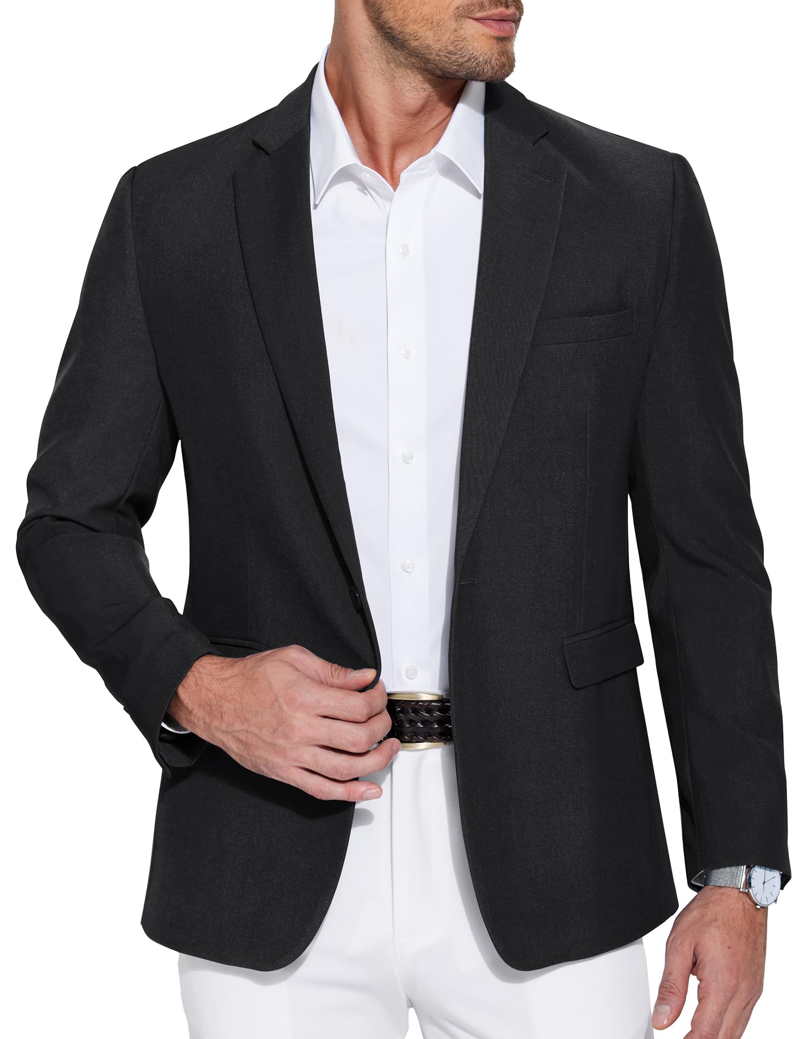 COOFANDY Herren Sakko Sportlich Blazer Business Sakkos Freizeit Anzugjacken Jackett für Hochzeit EIN Knopf Anzug