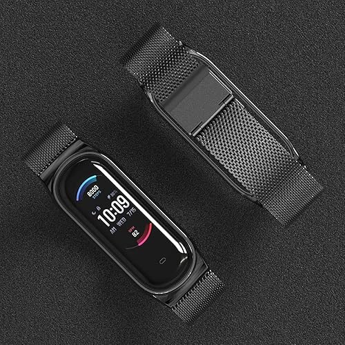 Correa de repuesto para Amazfit Band 5, correa de metal compatible con Amazfit Band 5, accesorios de correa de reloj de acero inoxidable (negro)
