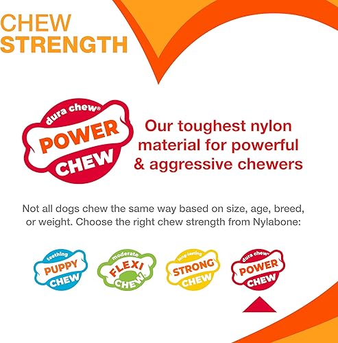 Miniatura 4 de Nylabone Power Chew Paquete de juguetes para perros masticadores agresivos, juguetes indestructibles para perros grandes en 3 formas y sabores,