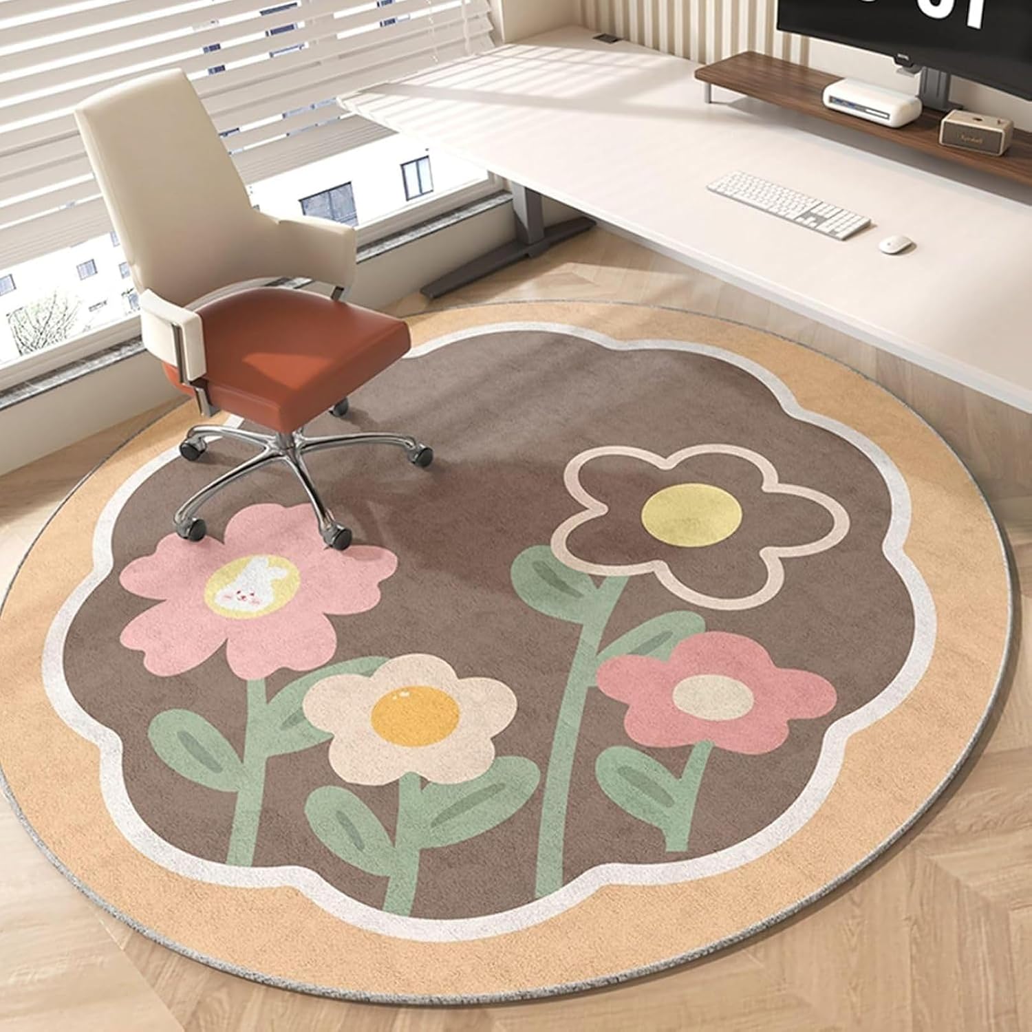 円形 カーペット対応 床保護マット チェアマット 騒音対策 静音 ずれ