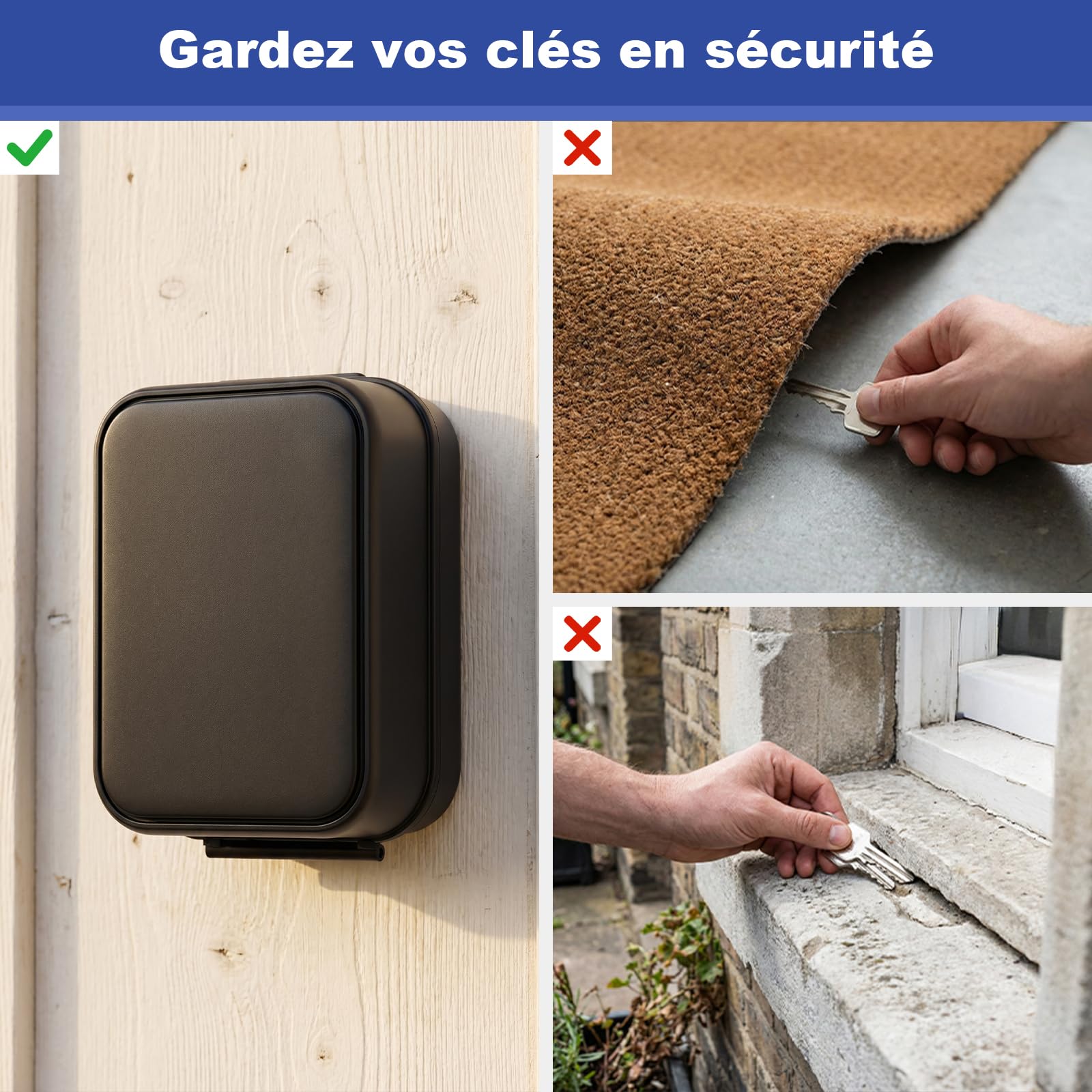 Diyife Boite a Clef Rétroéclairée, Etanche Grand Boite a Clefs Murale, Éclairage Automatique, Boite a Clef Exterieur avec Cache de Protection & Corps de Serrure Renforcé, 2 Crochets Intérieurs