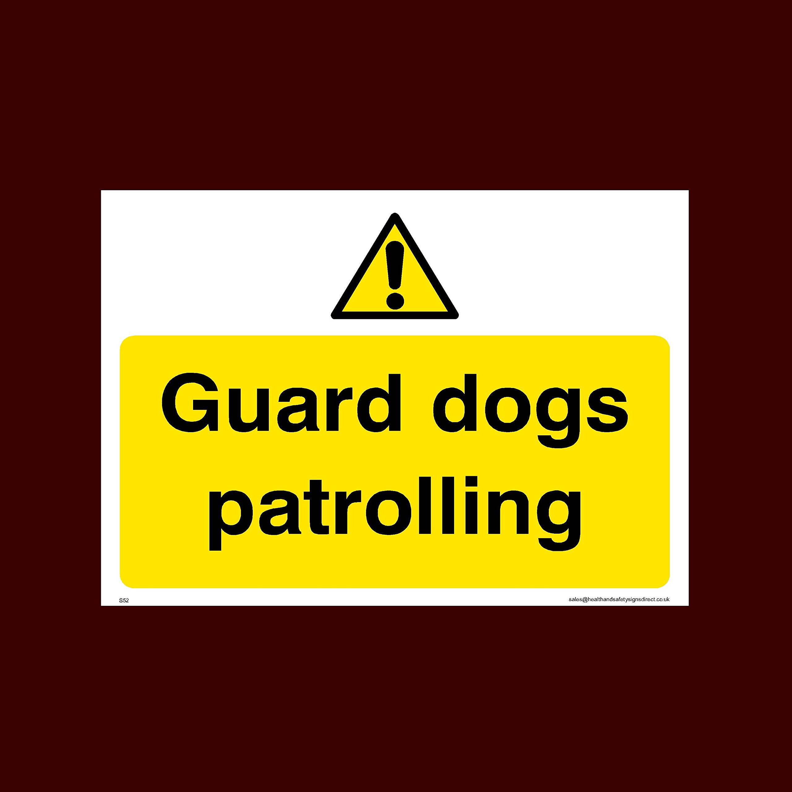 Ussp&S Guard Dogs Patrolling Plastic Sign (S52) - Cctv, Security, Warning, Alarmed, Surveillance, Camera, Dogs, Premises