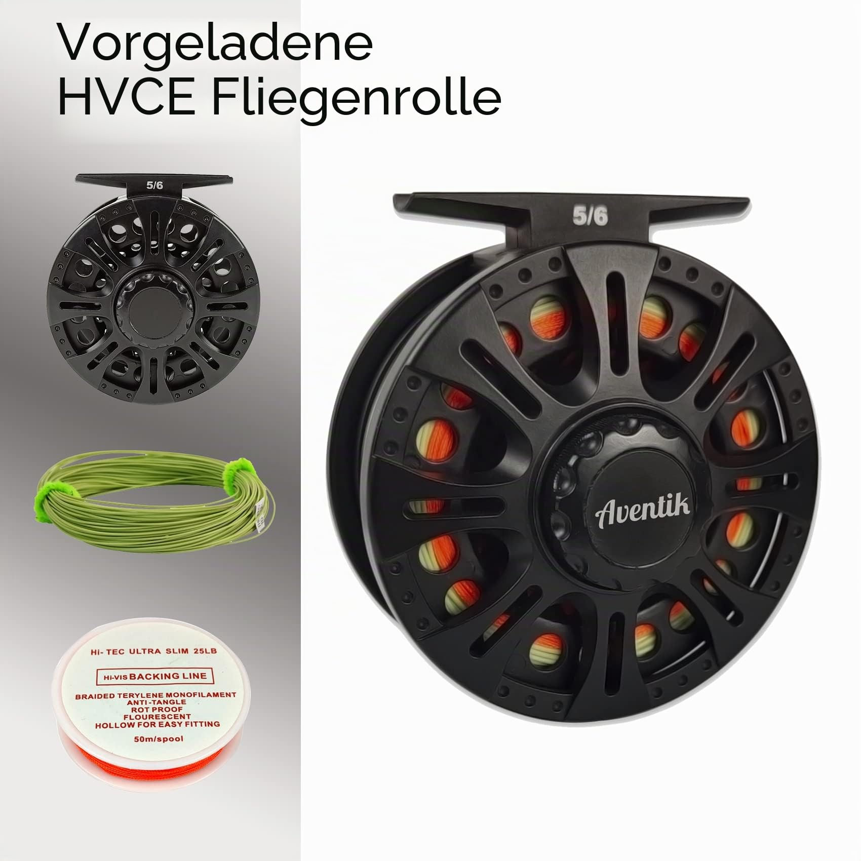 Aventik Fliegenfischrolle 3/4/5/6/7/8/9 vorgeladene Fliegenrolle mit Schnur-Kombination