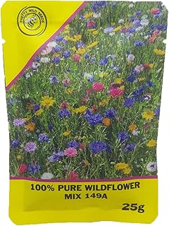 Mix 149a 25g Wild Flower Meadow Pouch Certified Seeds Over 25 Species of Flower NO Grass Amazing Value Bulk Wholesale 12.5m2