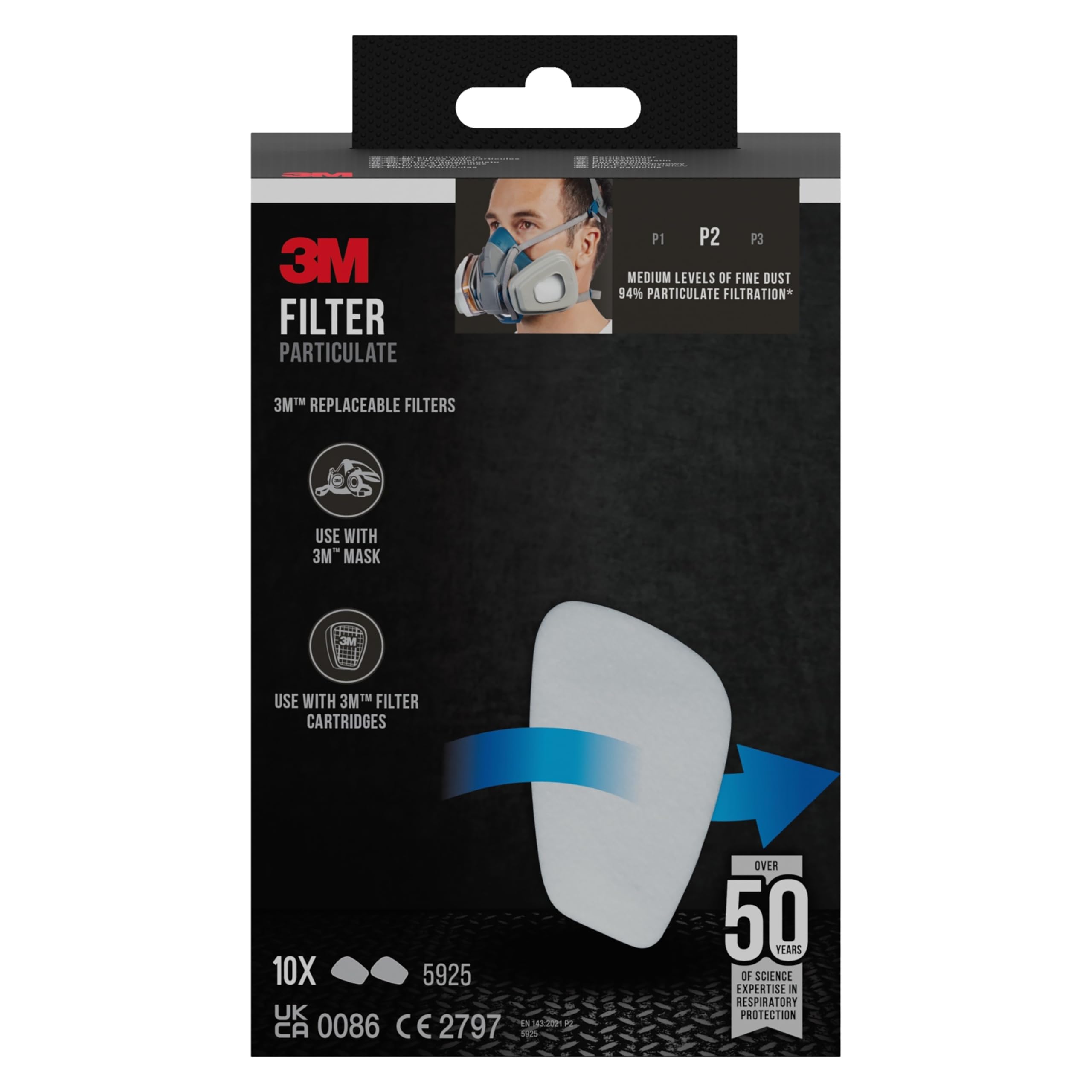 3M Partikelfilter 5925, P2, 10 Paar/Packung