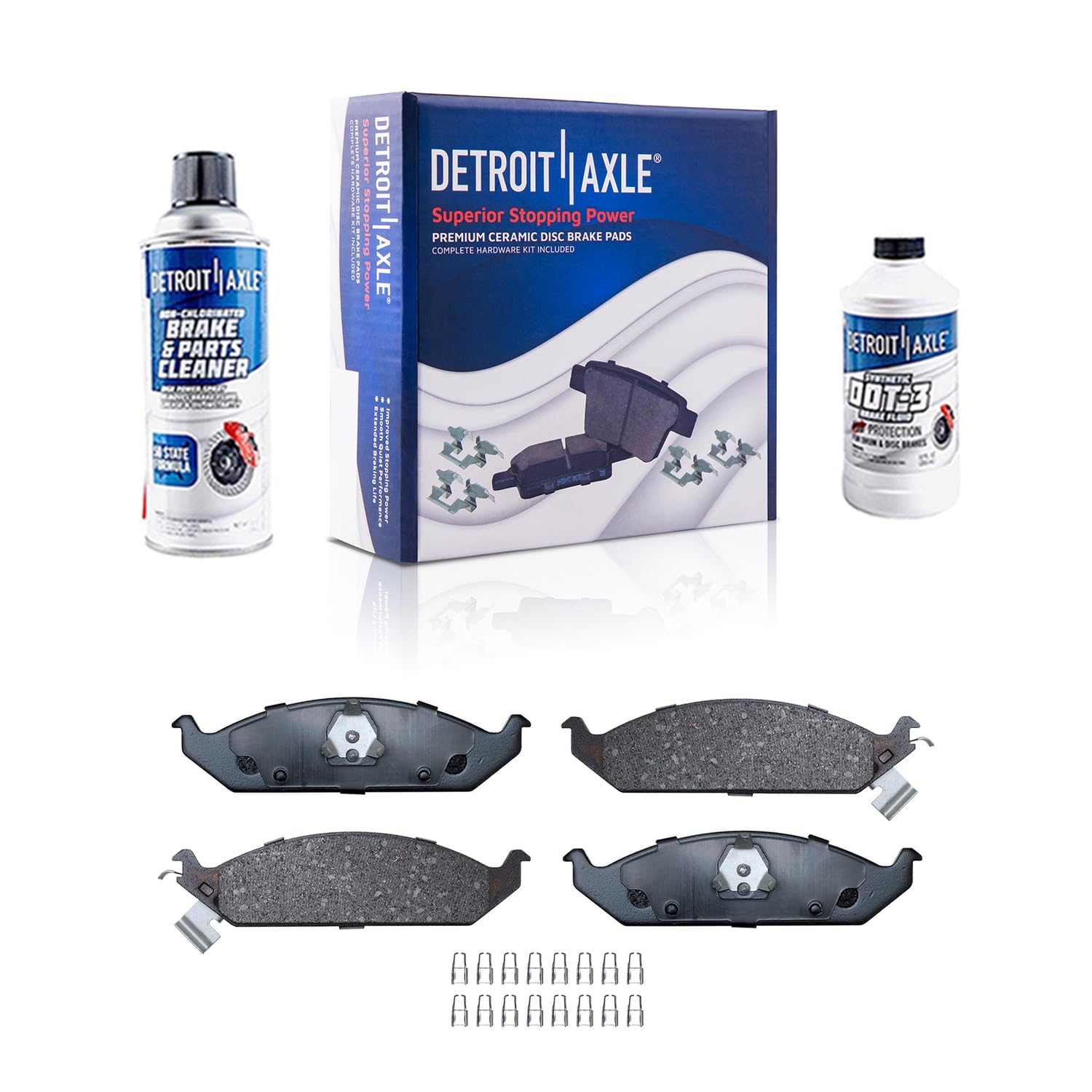Detroit Axle - Front Ceramic Brake Pads with Hardware Set Replacement