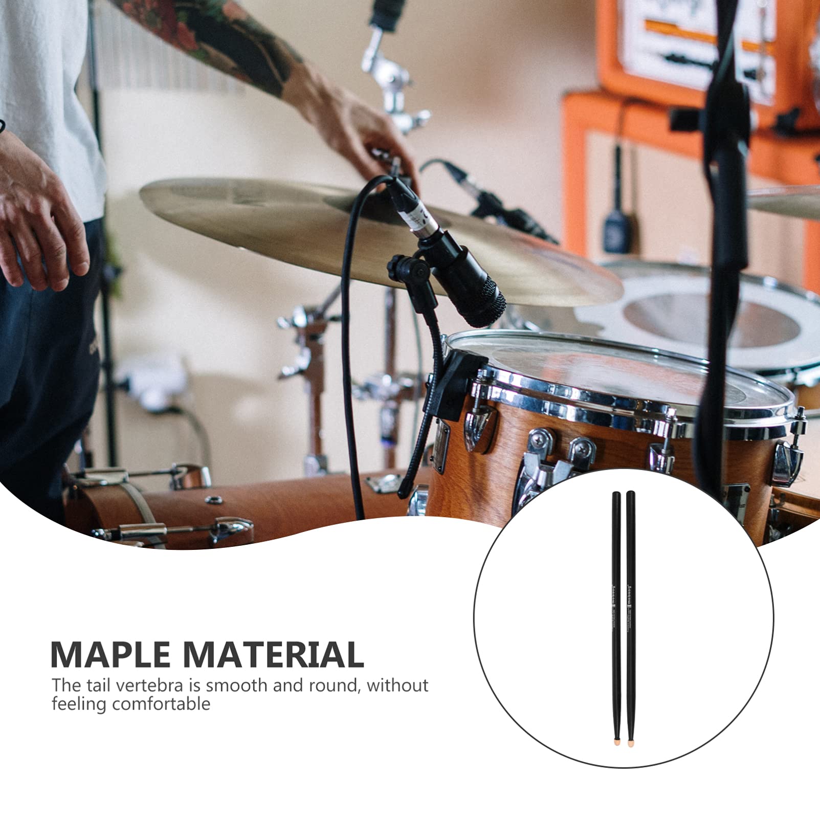 2 Paar Drumsticks Aus Ahornholz – Mit Gummiband, Für Schlagzeug & Percussion