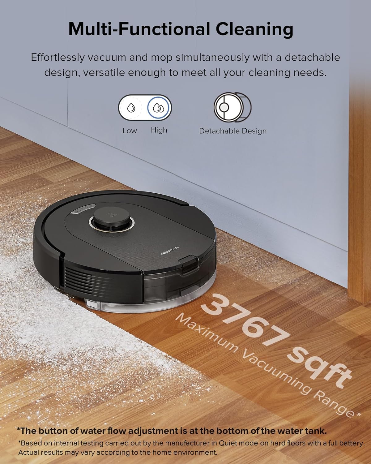 Roborock Aspirador de pó robô Q5 Pro+ com doca, sucção de 5500 Pa
