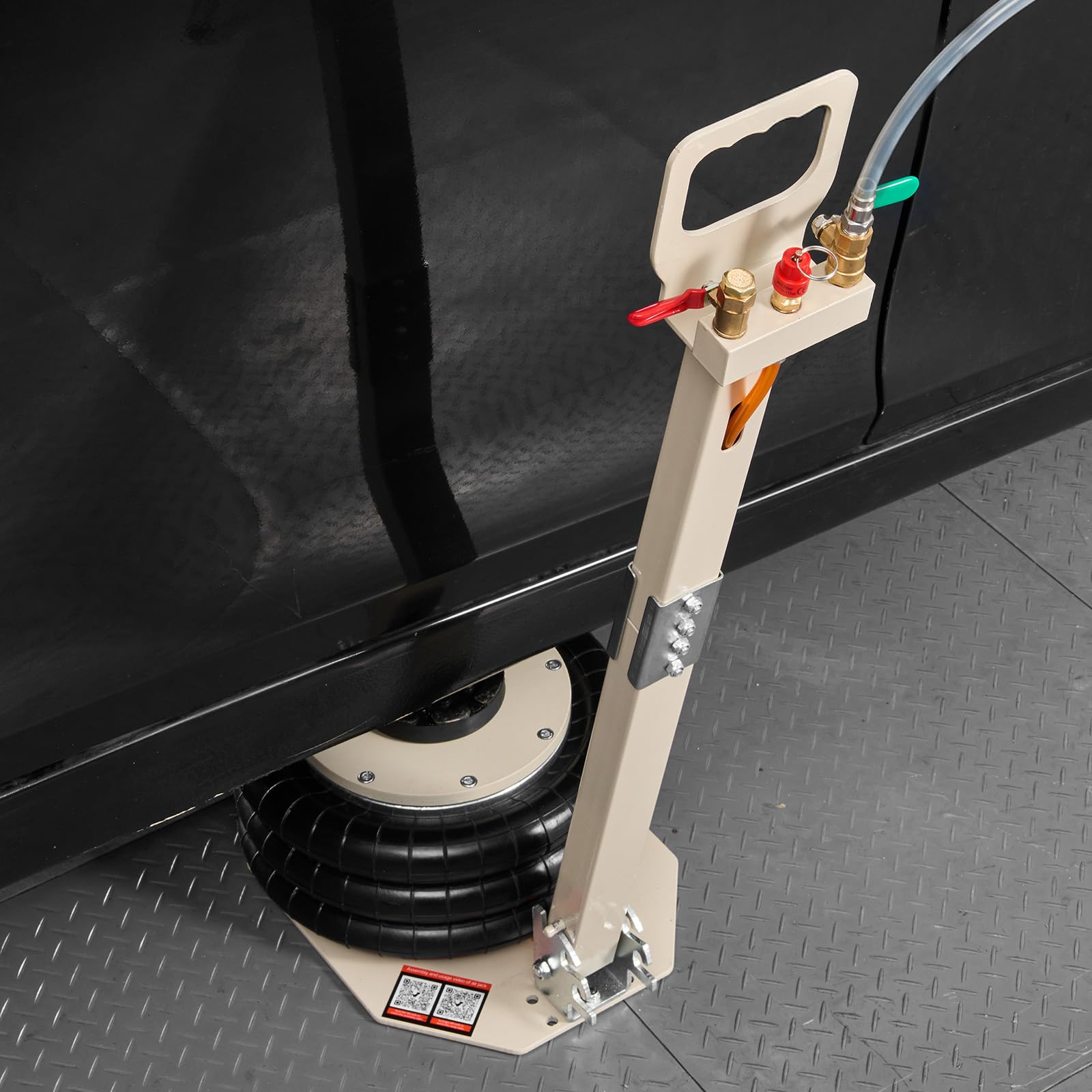 VEVOR Gato Neumático para Coches 3 T, con 6 Tubos de Acero y Manivela Ajustable, Altura de Elevación 140 a 450 mm, para Cambios de Neumáticos y Reparaciones de Vehículo, 1100 x 268 x 140–450 mm