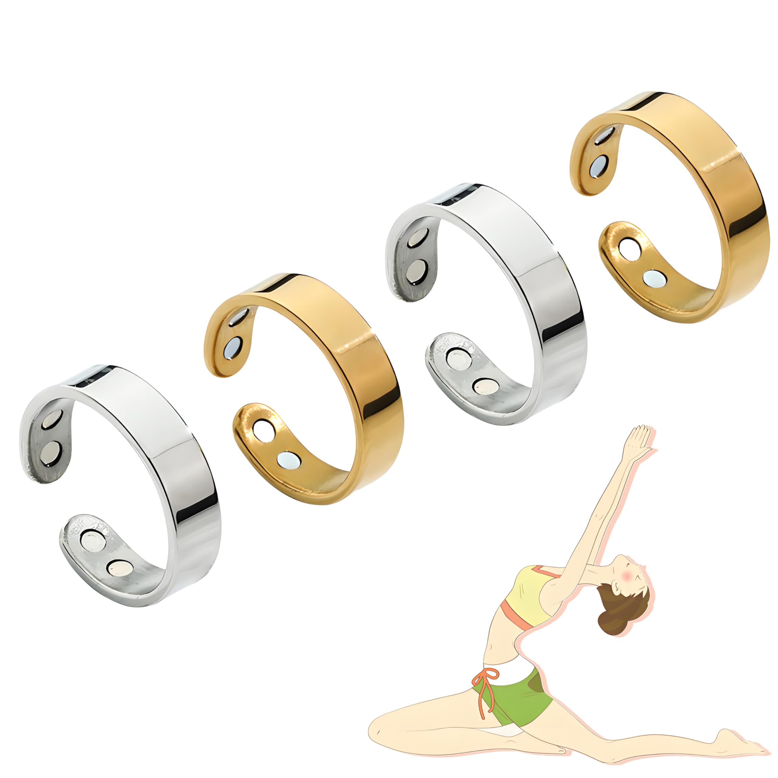 Mengji Life Calm Ring, Titanium Ion Magtherapy Lymphatic Drainage Rings Lymph Nodes Acupuncture Therapy Stainless Steel Ring For Women Men Health