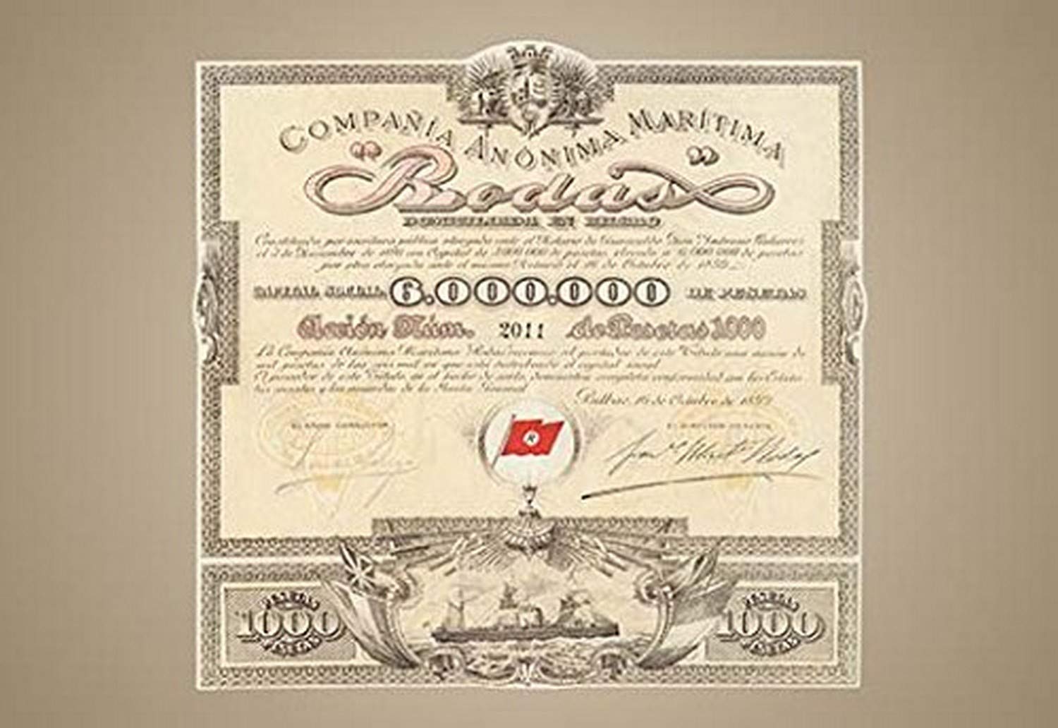 Buyenlarge Compania Anonima Maritima "Brodas" - Gallery Wrapped 28"X42" canvas Print., 28" X 42""