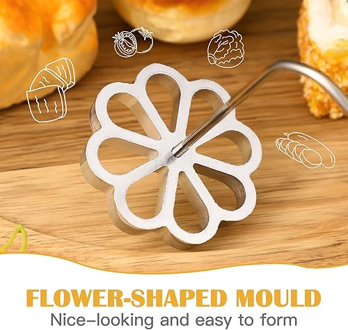 Miniatura 5 de Cabilock Molde antiadherente para aperitivos fritos con asa, moldes de gofres de hierro rosetón de flores, impresión de pasteles, rosetas timbales,