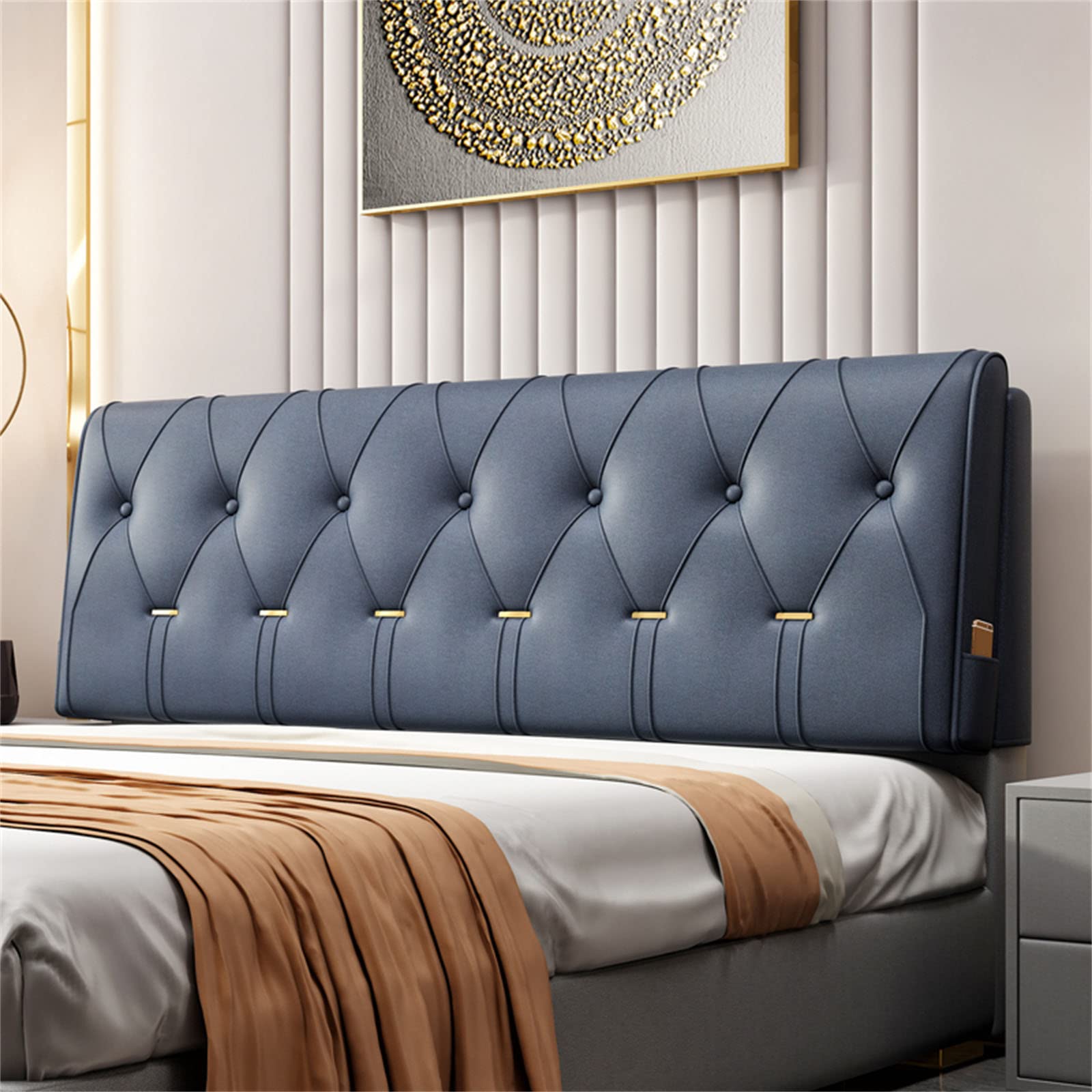 ZZYYHeadboard Cushion without Headboard Bed Backrest Cushion Waist Protection Reading Pillow Upholstered Pads for Bedroom Hotel Bed Head Daybed,K,No headboard 53.1"/135cm