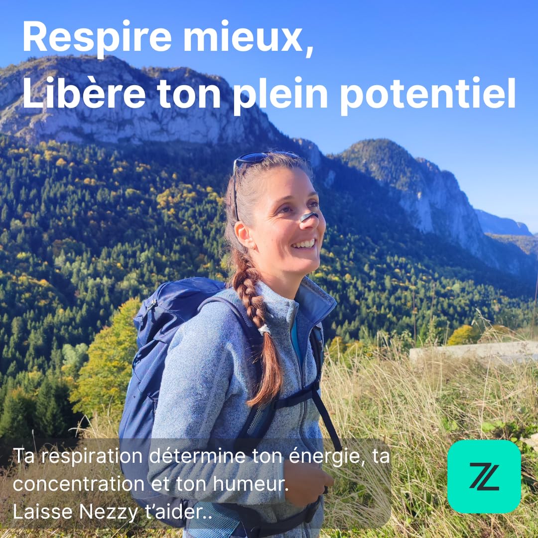 Nezzy Bandes Nasales Magnétiques – 4 Bandes Réutilisables à Vie + Patchs Adhésifs 30 Jours – Qualité Premium – Confort Respiratoire, Sommeil Réparateur, Sport, Anti-Ronflements - Marque française