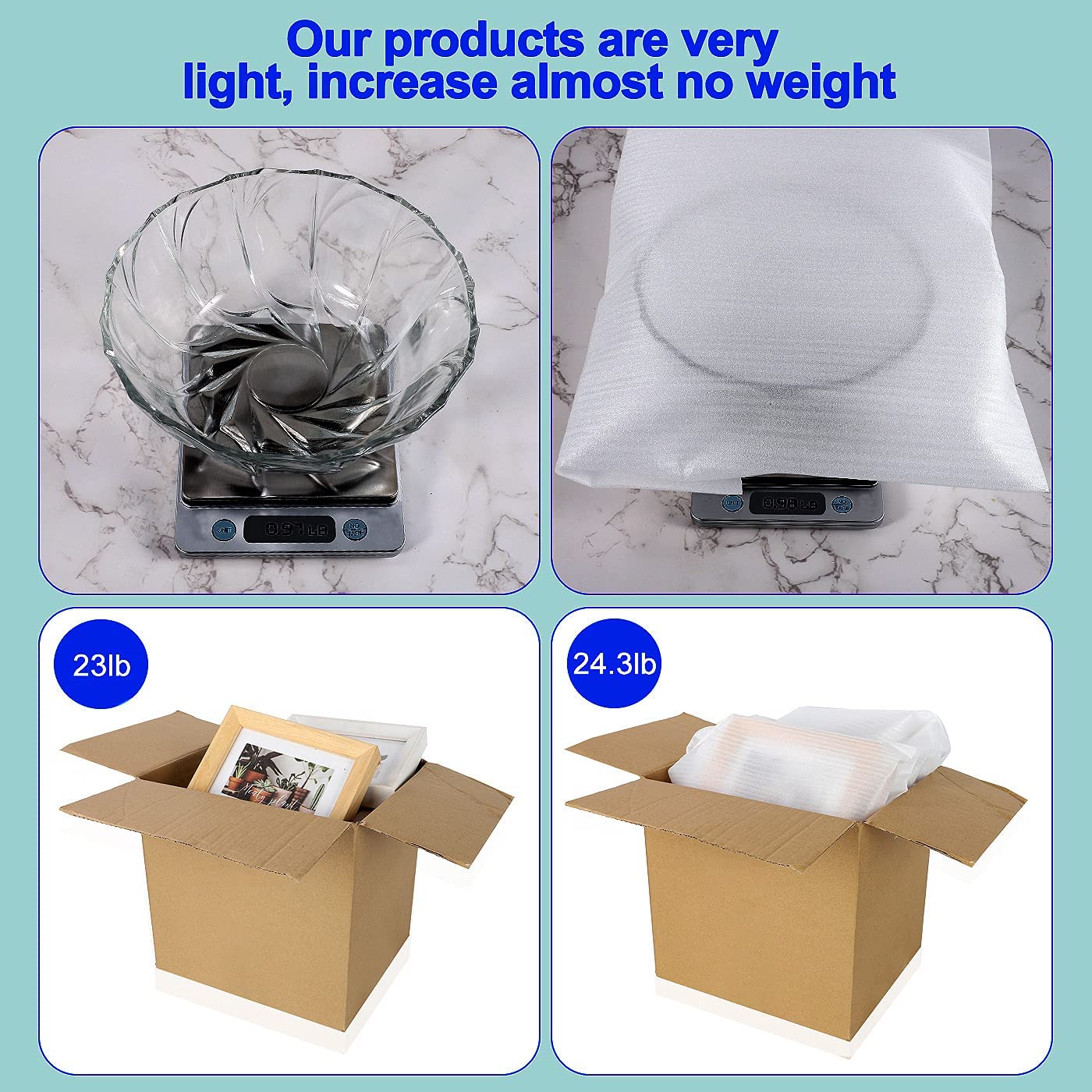 JIUZHOUXIN verpackungsmaterial,40x40cm Cushion Foam Pouches, Ideal für Umzug Versand und Lagerhaus, mit FRAGILE Warnaufklebern (50PACK- 40X40CM)
