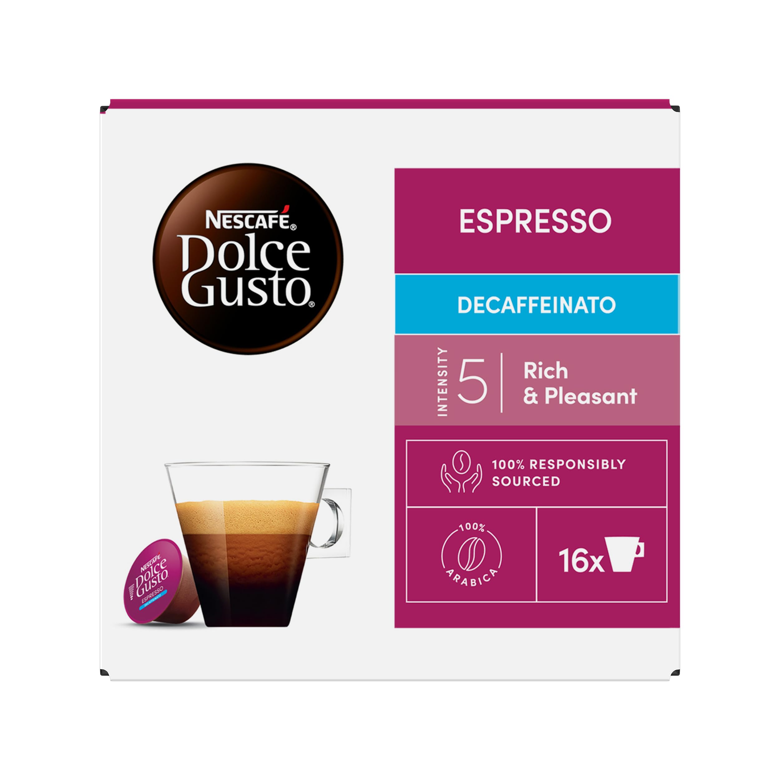NESCAFÉ DOLCE GUSTO Espresso Decaffeinato Caffè, 6 Confezioni da 16 Capsule (96 Capsule Compatibili Nescafé Dolce Gusto)