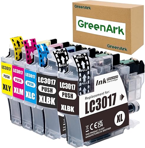 GREENARK Cartuchos de tinta compatibles de repuesto para Brother LC3017XL LC-3017XL (BKCMY) tinta de color de alto rendimiento, paquete de 5
