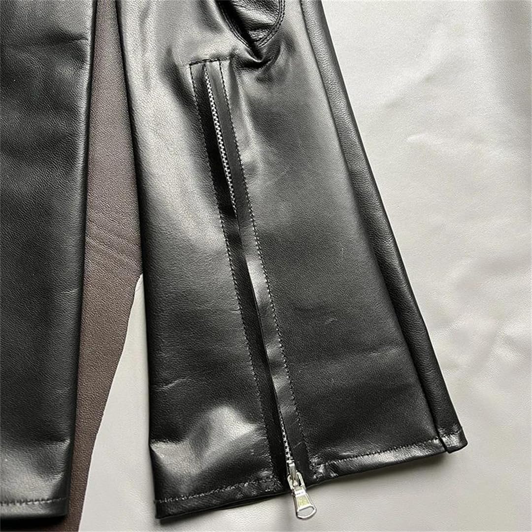 Lange Herren-Handschuhe aus Ziegenleder, Reißverschluss, Motorrad-Stil, cool, ungefüttert, modisch, Herbst und Winter