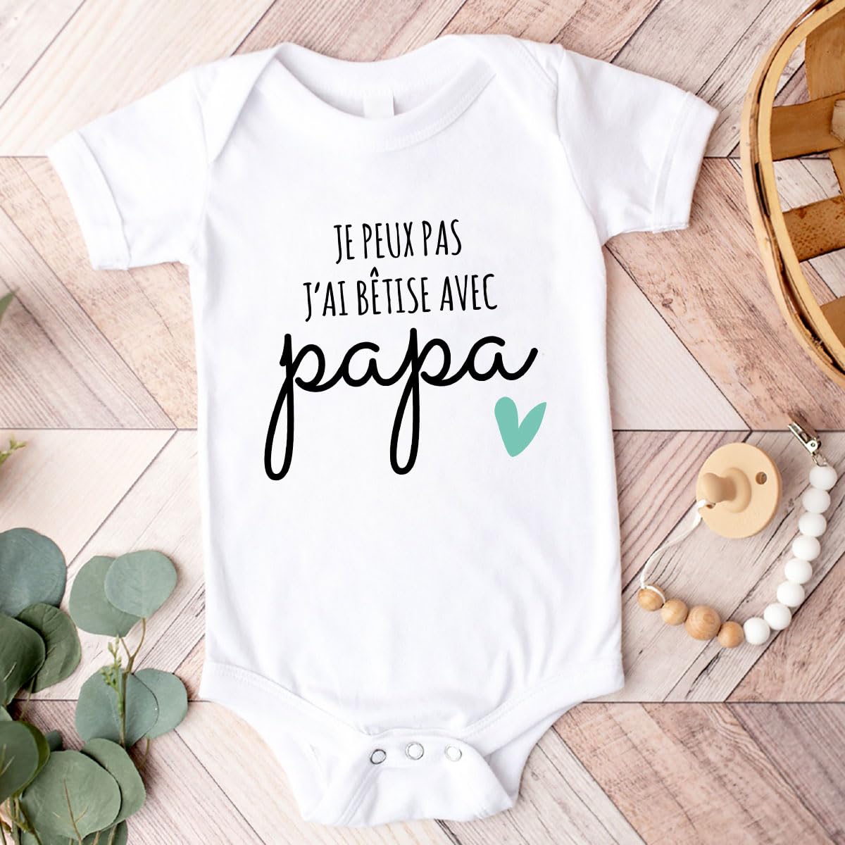 Body Bébé Garçon Ou Fille Je Peux Pas J'ai Bêtise Avec Papa Idée Cadeau Naissance Noël Anniversaire - Imprimé en France